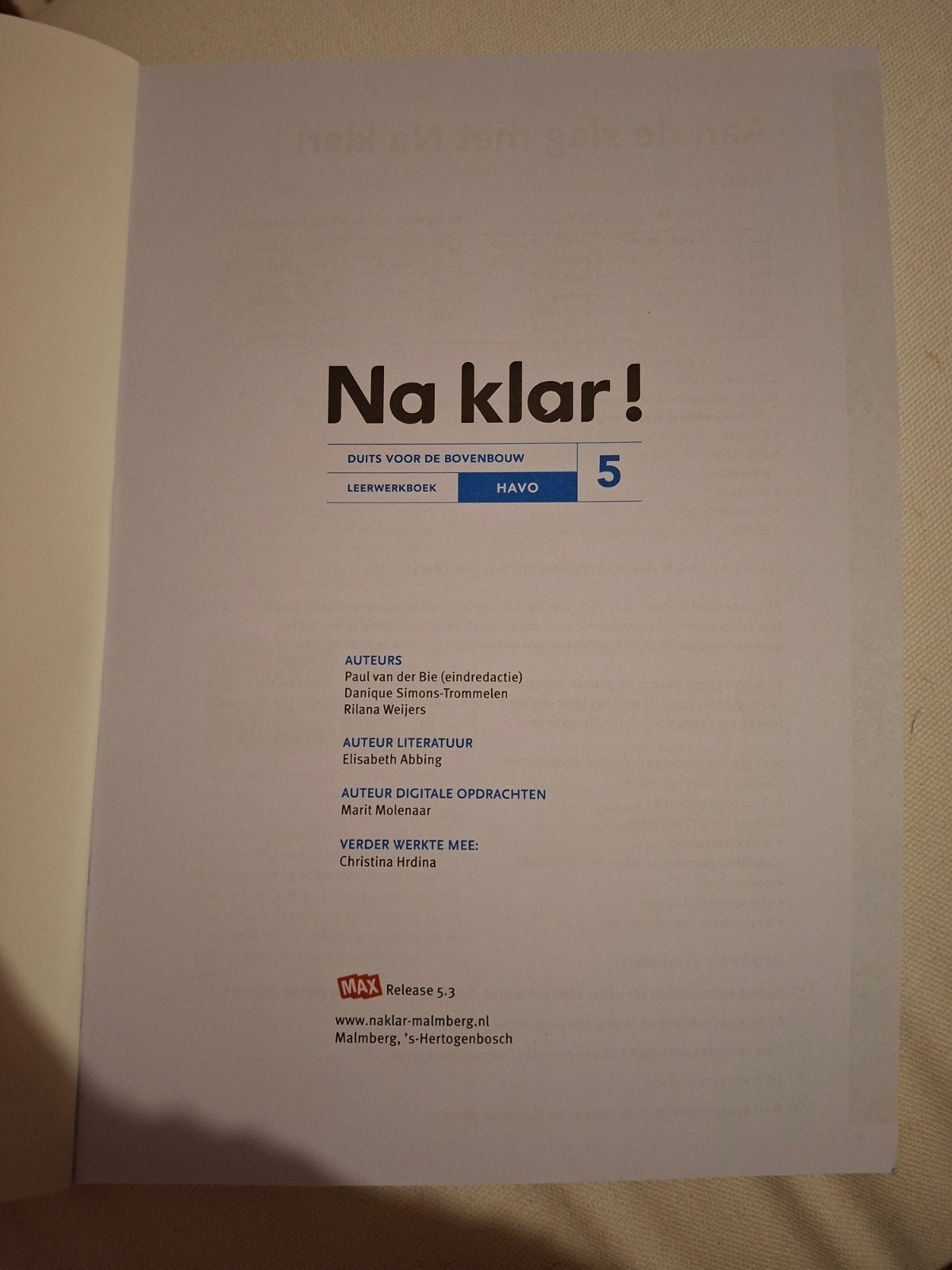 Na klar! Duits voor de bovenbouw HAVO 5 leerwerkboek, Boeken, Ophalen, Nieuw, Malmberg, Non-fictie