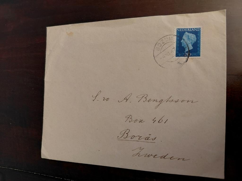 Envelop met Stempel  BOZUM  4.XI.1947 Met sluitzegel, Ophalen of Verzenden, Envelop