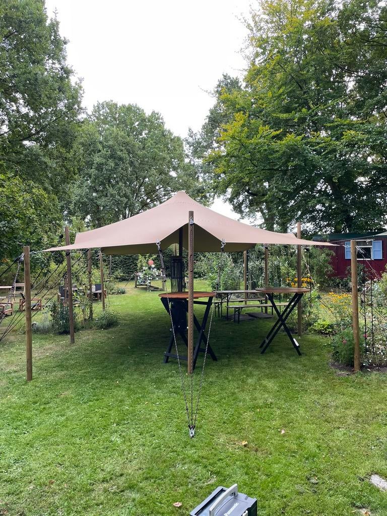 Stretchtent te huur huren 5x7 m, Tuin en Terras, Partytenten, Zo goed als nieuw, Ophalen