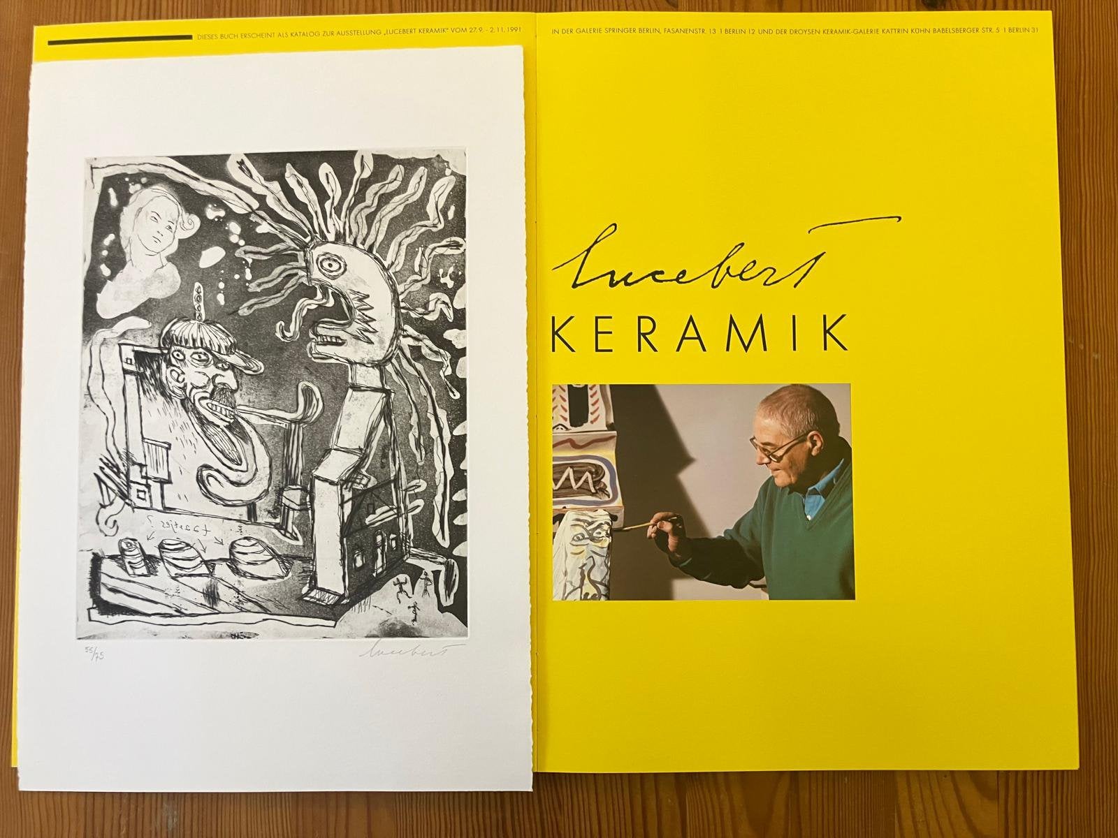 Ets Lucebert “Feestjes” nr. 55/75 & boek Keramik & Lucebert, Ophalen, Zo goed als nieuw