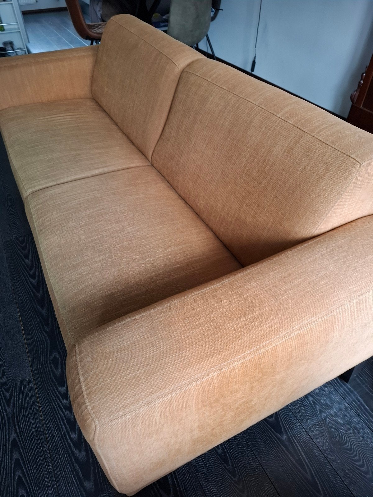 Comfortabele Eijerkamp 3-zits bank in warme mosterd kleur, Huis en Inrichting, Ophalen, Gebruikt, Driepersoons, 75 tot 100 cm