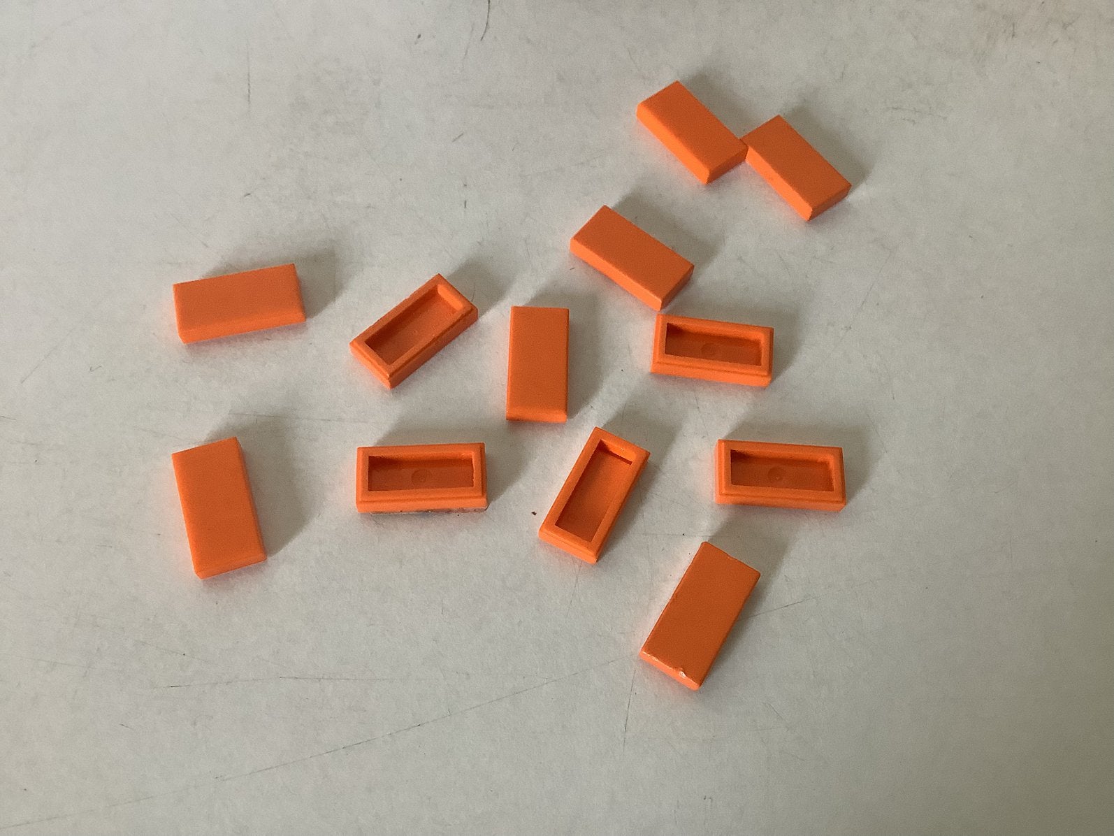 Lego tegel 1x2 oranje, Ophalen of Verzenden, Gebruikt, Losse stenen, Lego