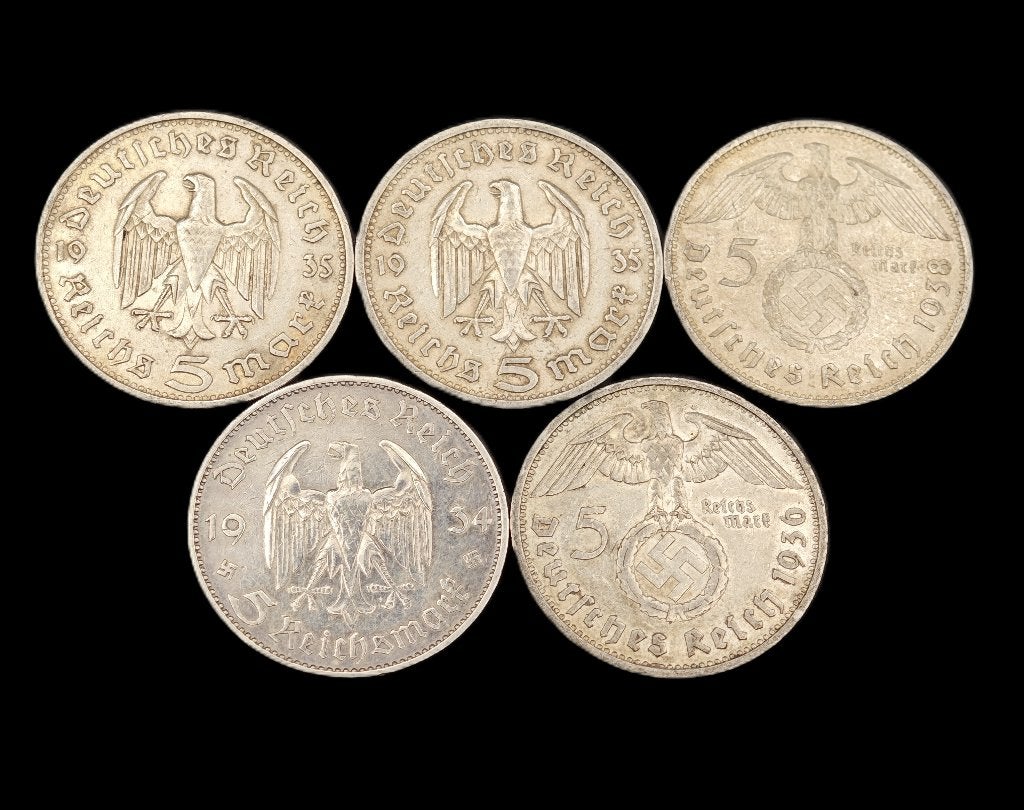 5x 5 Reichsmark Derde Rijk (4), Ophalen of Verzenden, Duitsland, Setje, Zilver