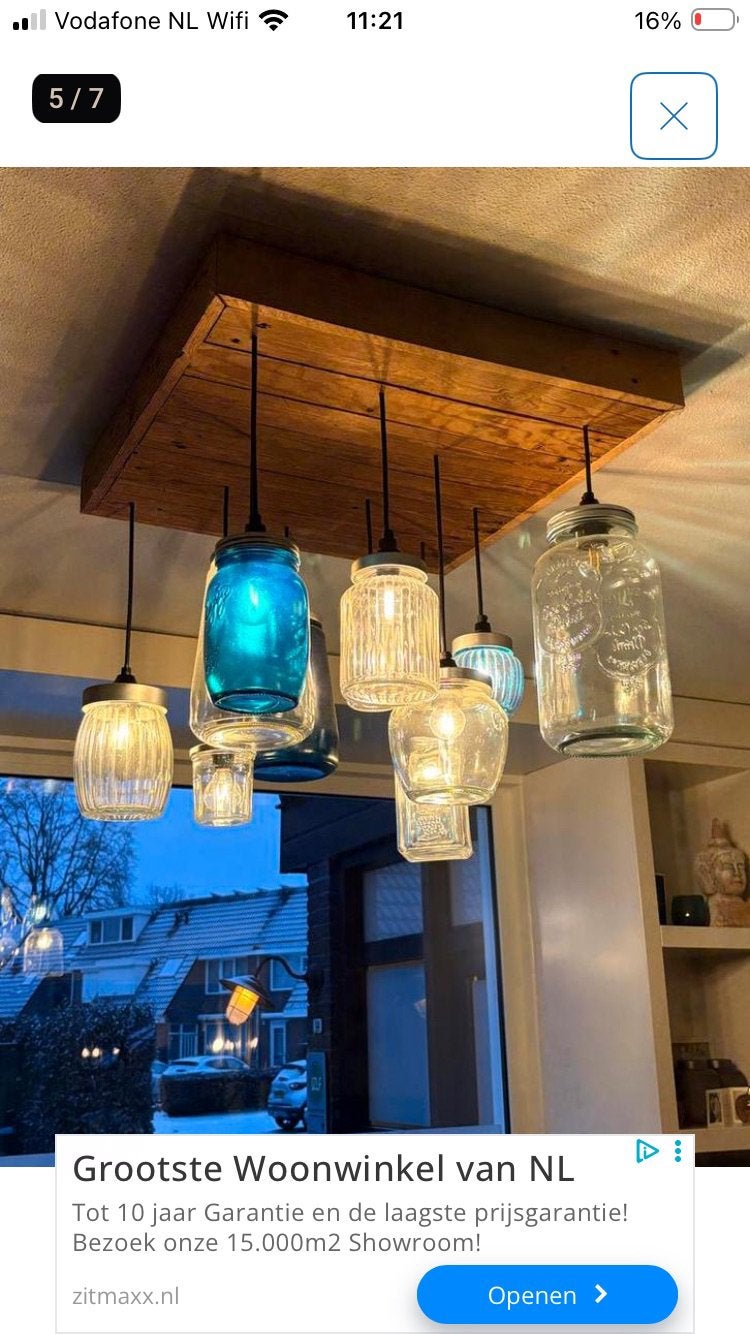 Hele leuke bijzondere en origine hanglamp., Ophalen, Gebruikt, Glas
