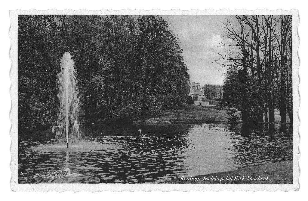 939677 Arnhem Gld Sonsbeek Fontein 1937 Gelopen met zegel
