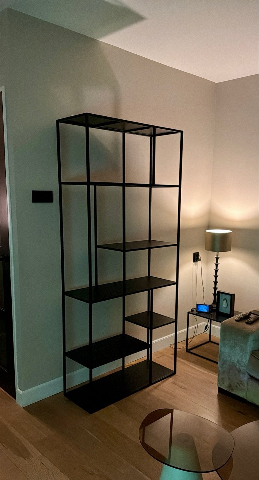 Ijzeren vakkenkast zwart - 200x90x35, Ophalen, Met plank(en), Gebruikt, 50 tot 100 cm