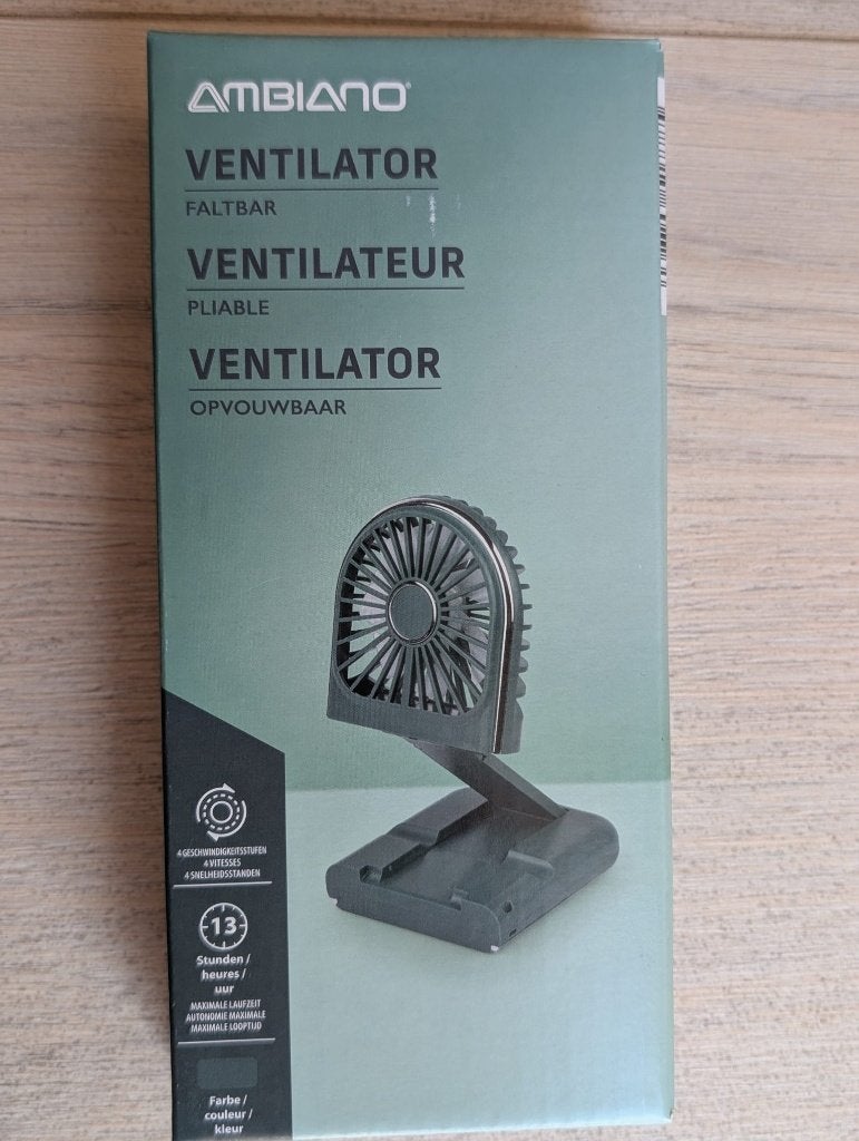 Mini ventilator; opvouwbaar en lange accuduur (13 uur), Ophalen of Verzenden, Nieuw, Overige