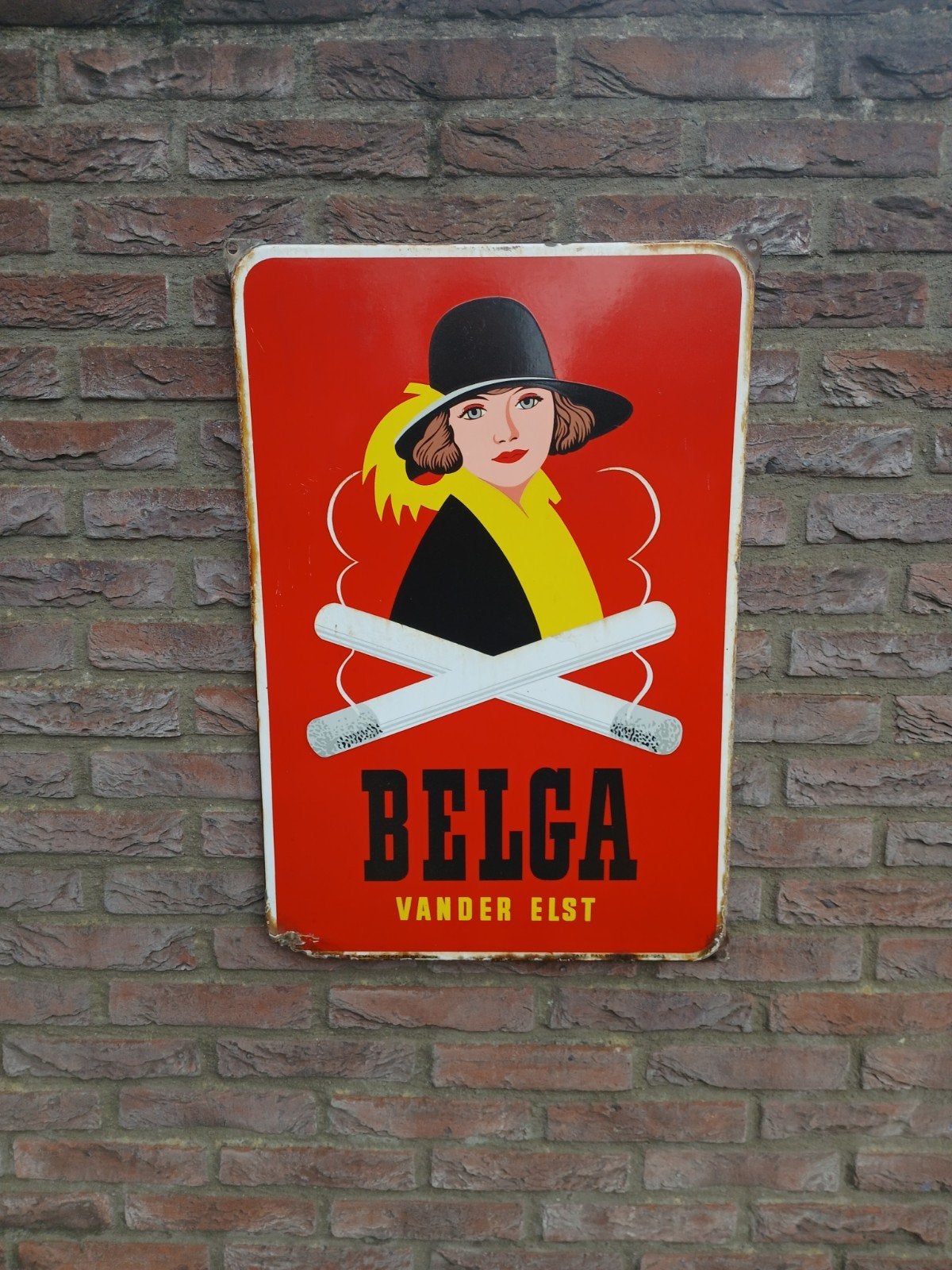 Belga Emaille reclamebord uit 1953, Ophalen