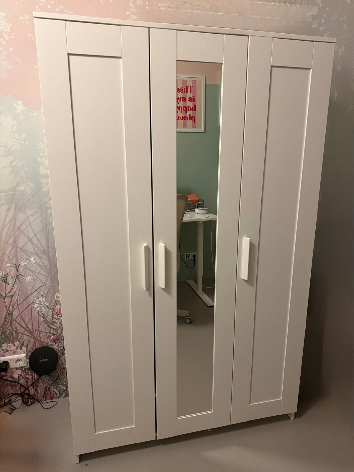 Witte kledingkast met spiegeldeur te koop!, Ophalen, Gebruikt, 100 tot 150 cm, 150 tot 200 cm