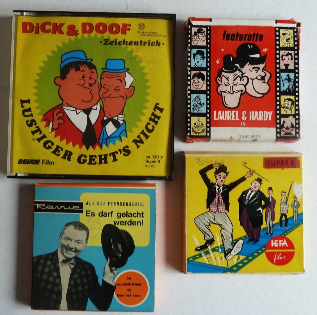 Laurel en Hardy 4 films super 8 mm, Ophalen of Verzenden, Gebruikt, Film