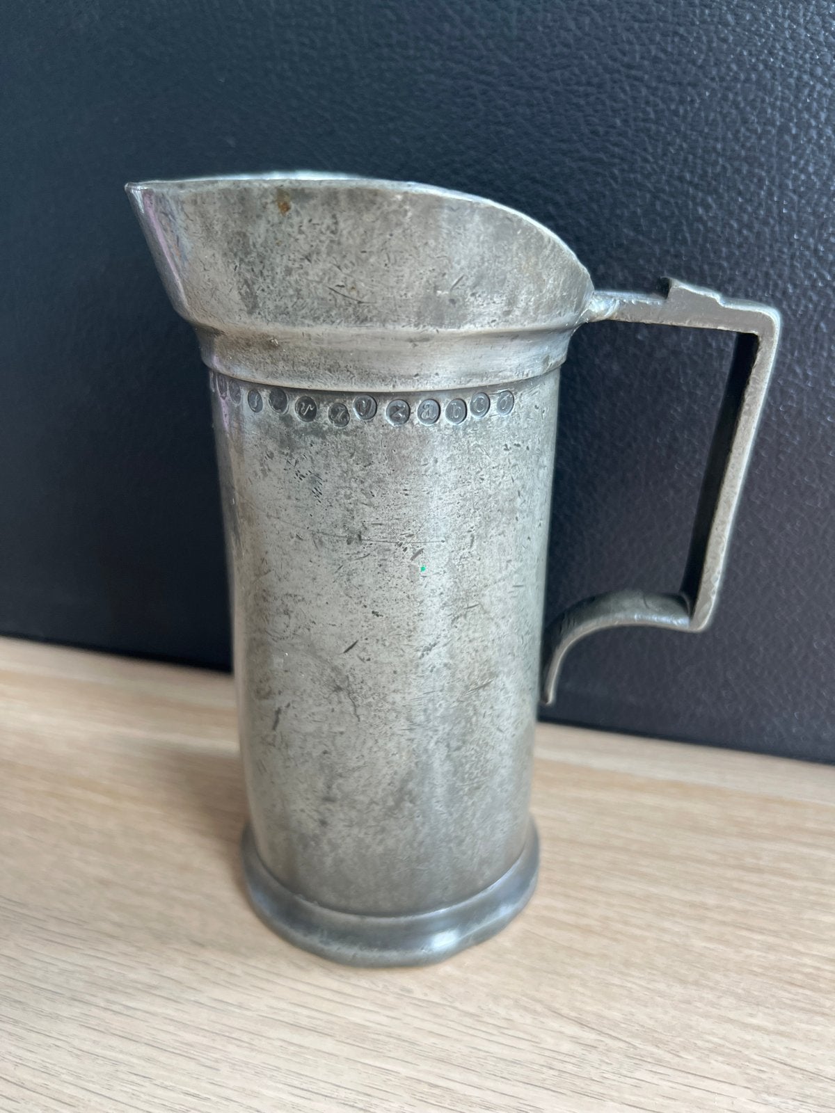 Antieke tinnen kan met eiktekens - 1/2 Liter, Ophalen of Verzenden