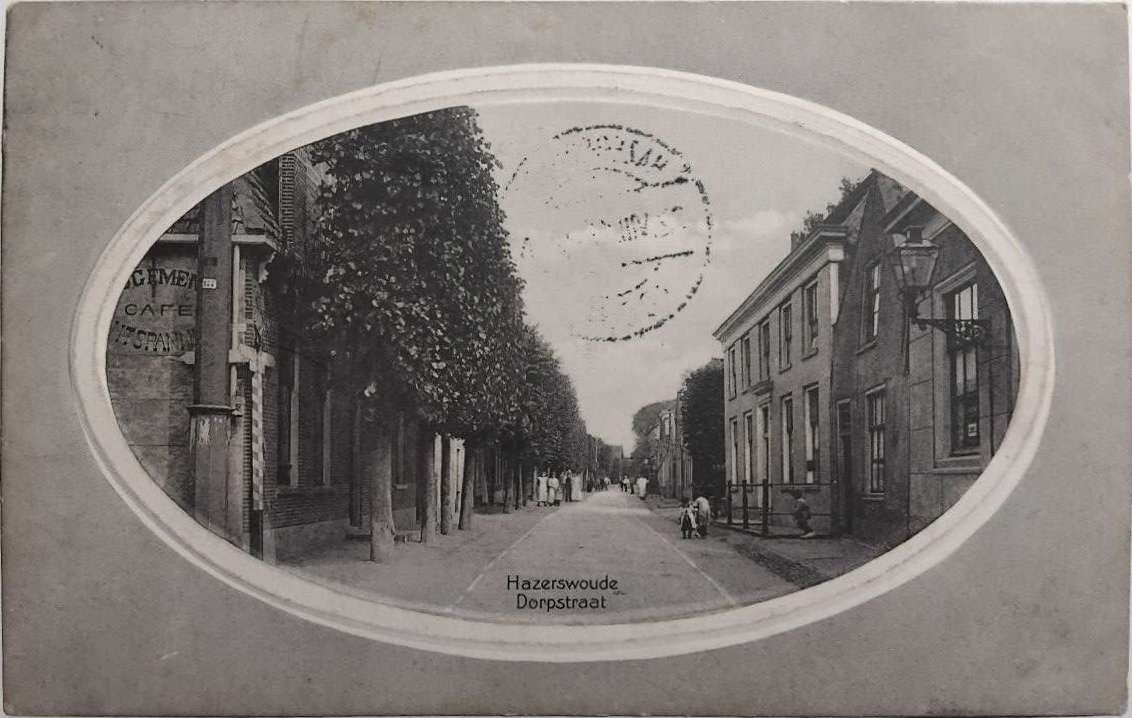 Hazerswoude Dorpsstraat (1915) - Zuid-Holland, Verzamelen, Ansichtkaarten | Nederland, Ophalen of Verzenden, Voor 1920, Gelopen