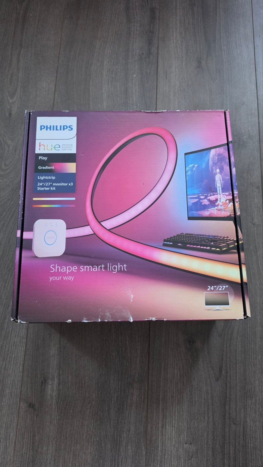 Philips Hue Play Gradient PC Lightstrip 24/27 inch 3-pack, Ophalen, Meerkleurig, Nieuw, Philips Hue