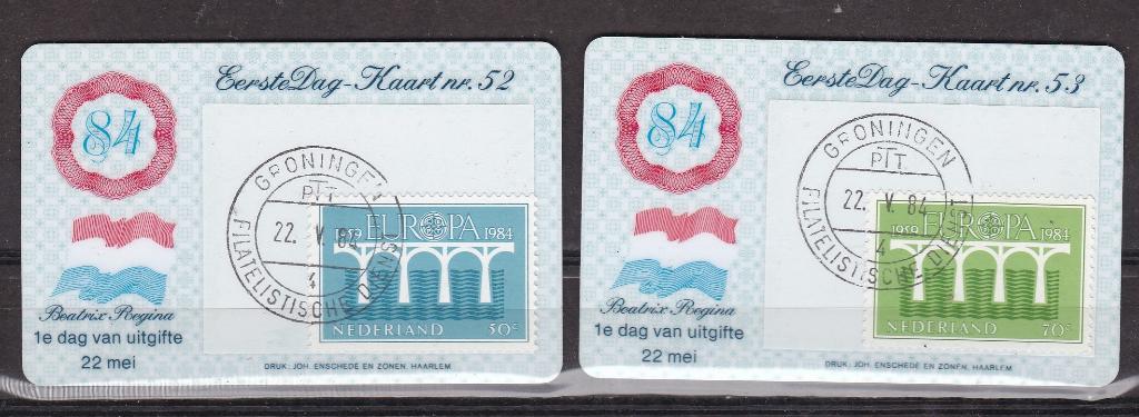 Nederland Eerste Dag Kaartjes EDK nr. 52-53, Postzegels en Munten, Postzegels | Eerstedagenveloppen, Ophalen of Verzenden, Onbeschreven