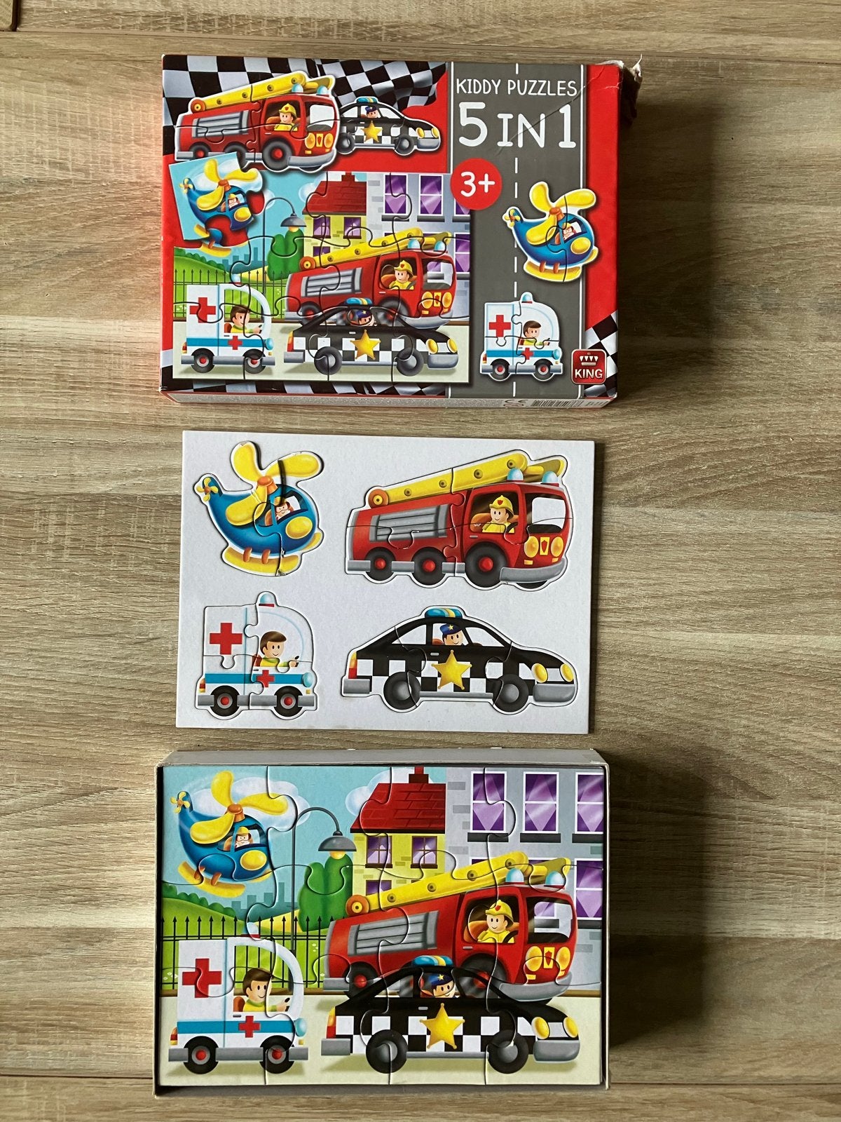 Kiddy Puzzles 5-in-1 Voertuigen Puzzelset, Ophalen of Verzenden, 10 tot 50 stukjes, Zo goed als nieuw, 2 tot 4 jaar