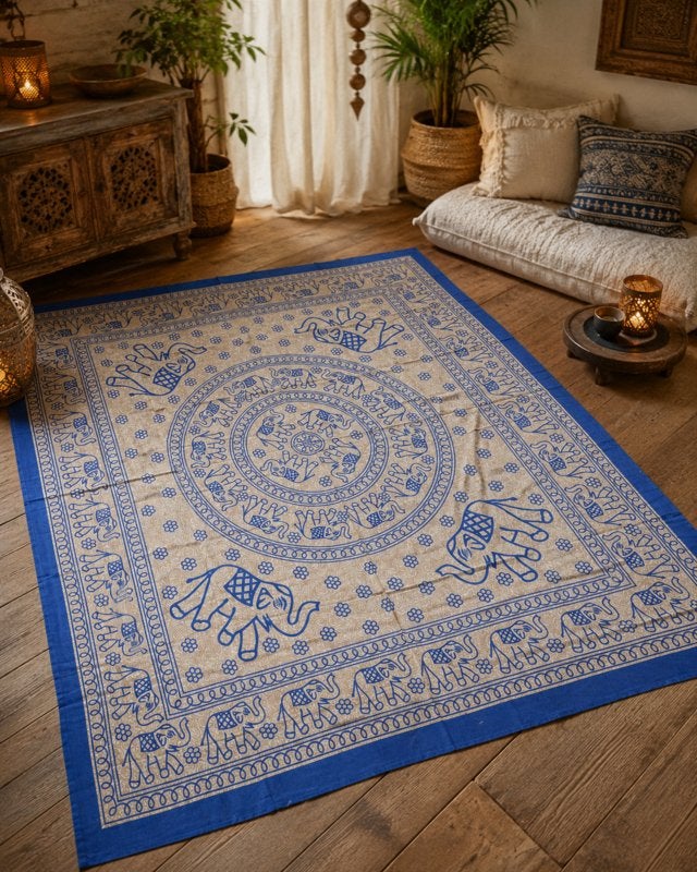 Mandaladoek schaduwdoek 200x220 cm bankkleed bedsprei kleed, 3811JM, Info@rodebeagle.nl, Rode Beagle kunstbloemen, Beige