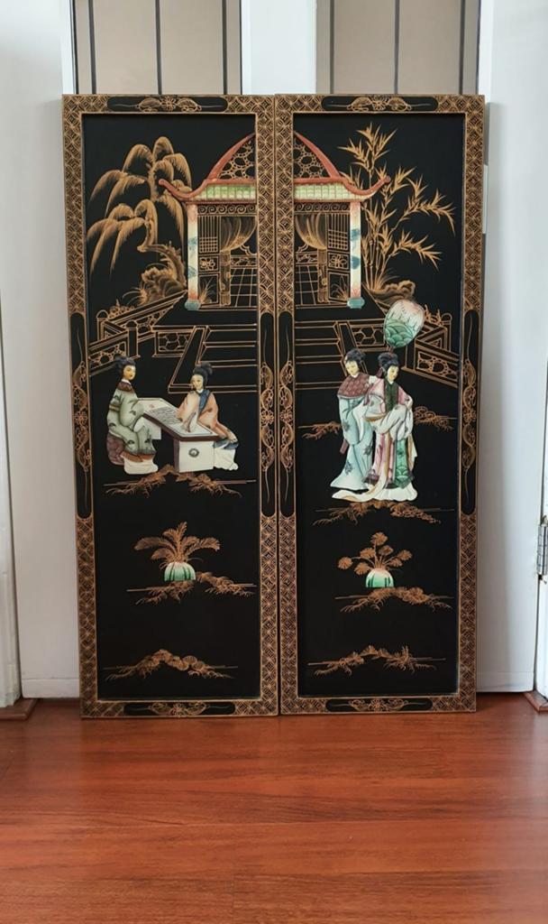 2 Mooie Chinese wandpanelen, Huis en Inrichting, Woonaccessoires | Kamerschermen, Ophalen of Verzenden, Zo goed als nieuw