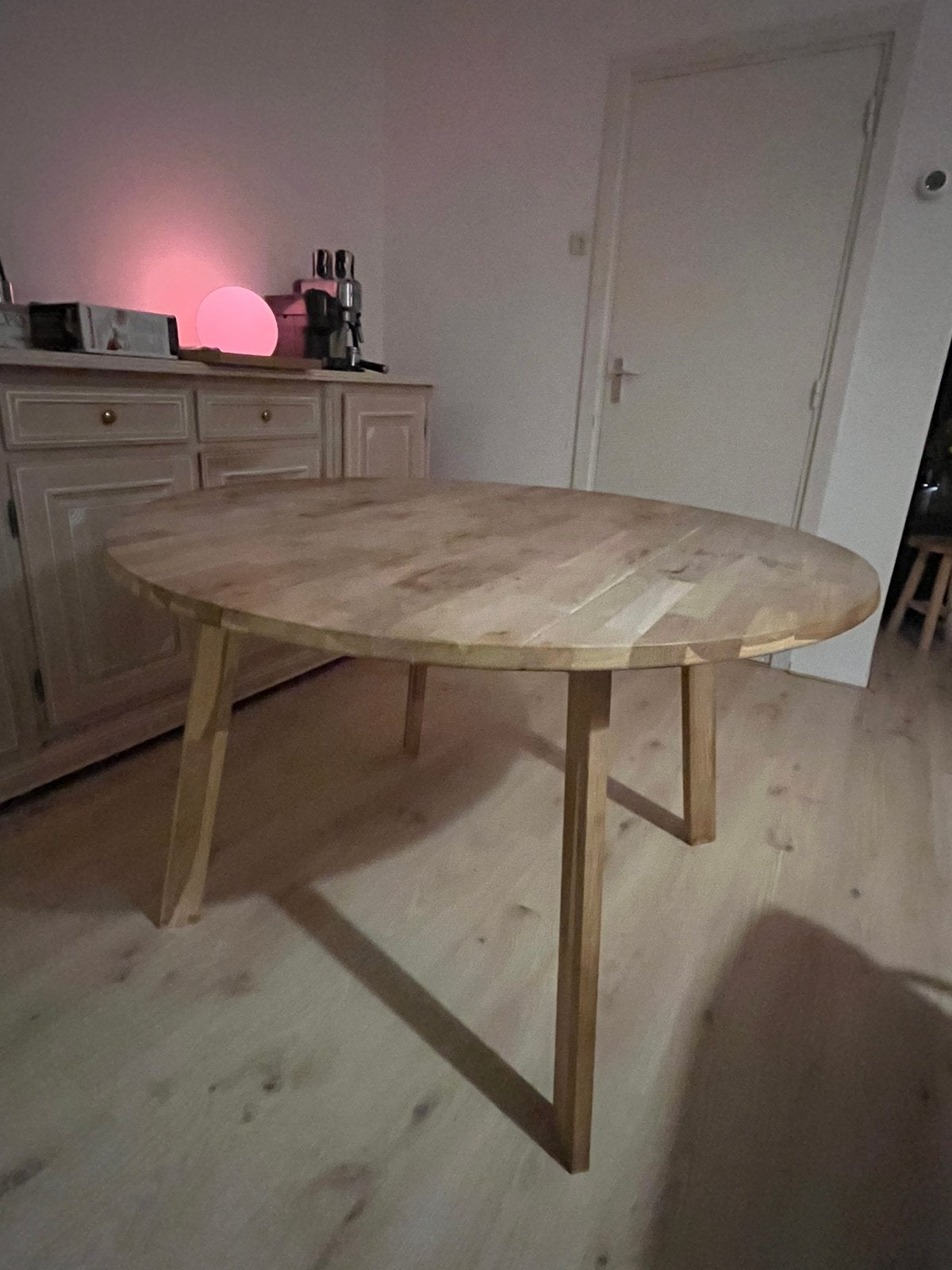 Houten eettafel 120 cm, Ophalen, Gebruikt, Rond, 100 tot 150 cm