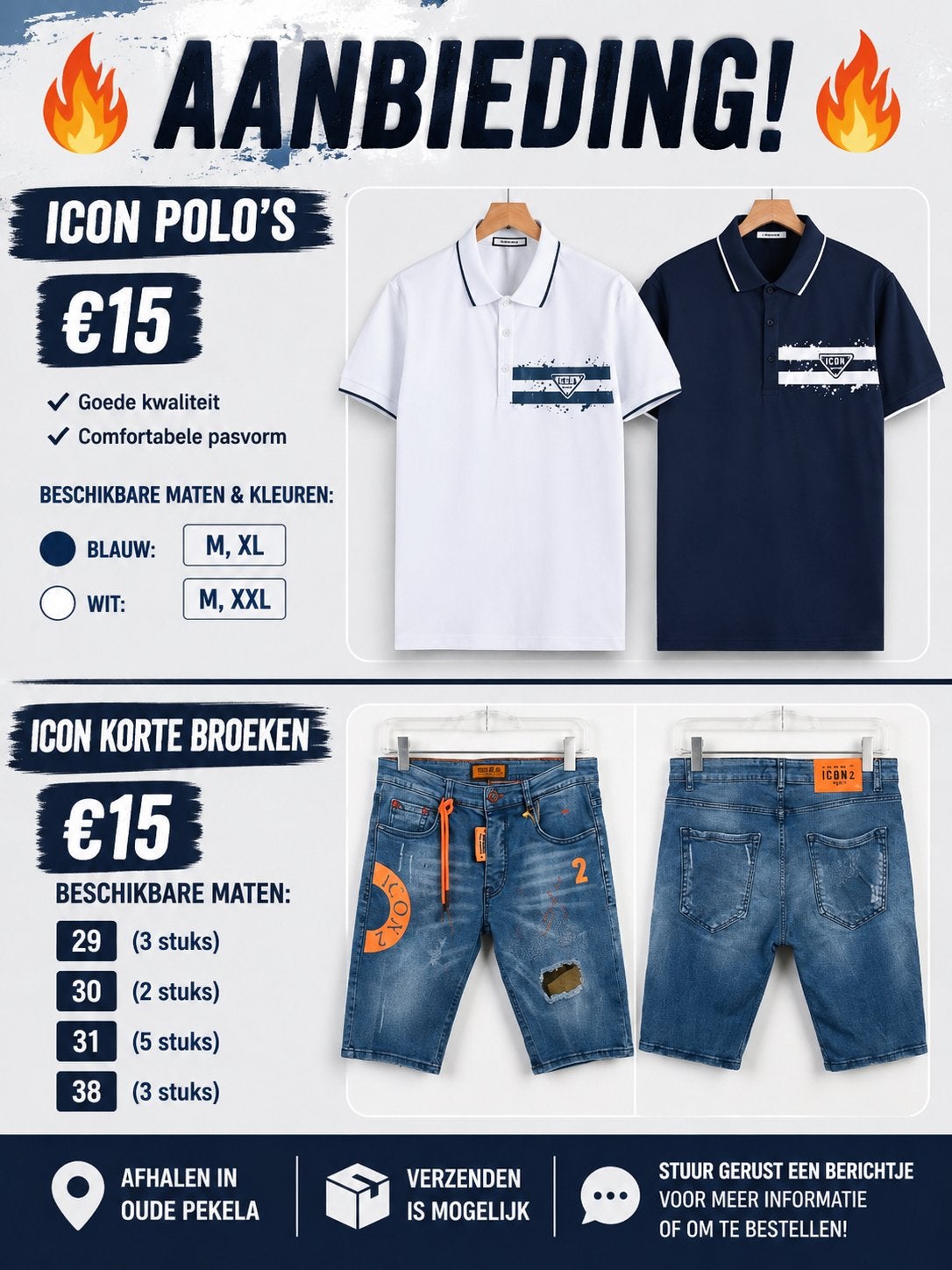 Icon polo’s en korte broeken diverse maten, Ophalen of Verzenden, Nieuw
