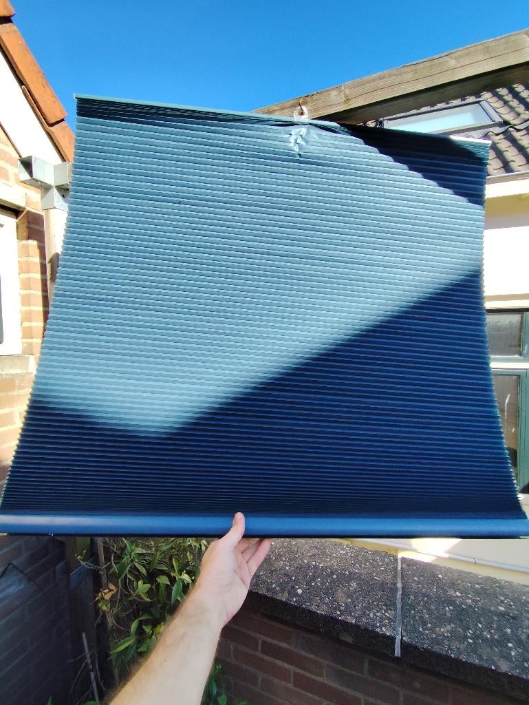 Plisségordijn blauw 100 x 140 cm, Ophalen, Zo goed als nieuw, Blauw