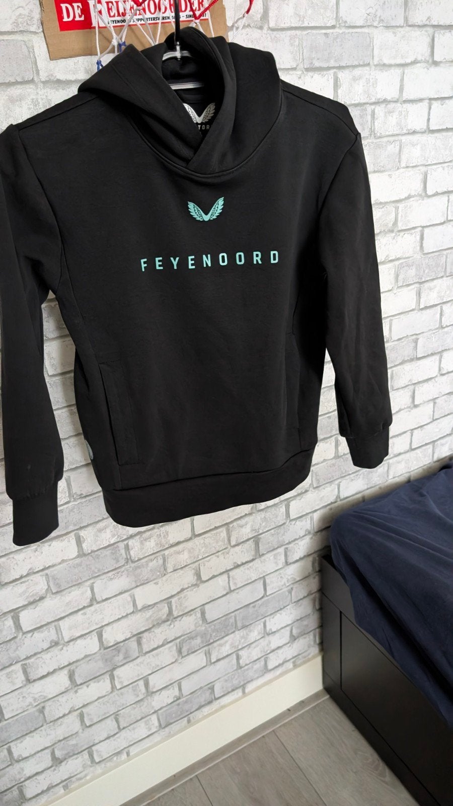 Feyenoord Castore Hoodie Zwart - Maat 134CM (Jeugd), Gebruikt, Trui of Vest, Ophalen of Verzenden, Feyenoord