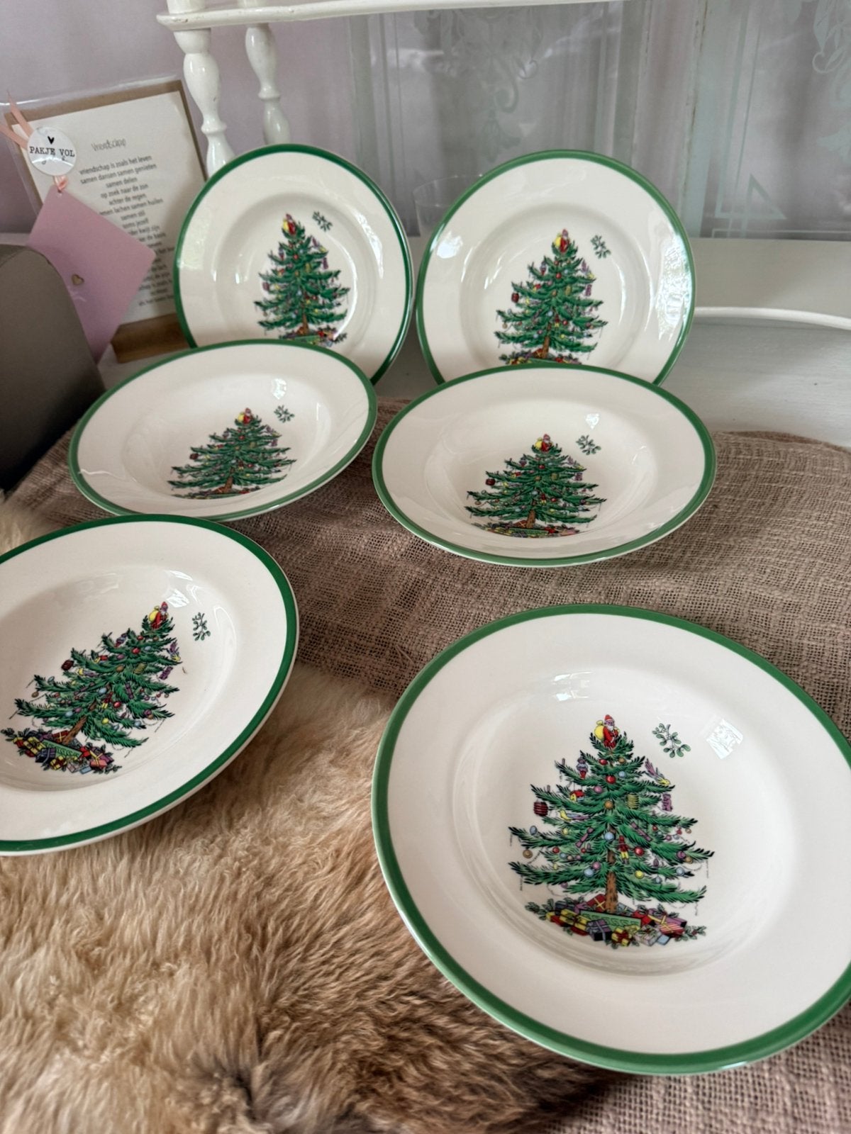 Spode Christmas tree diepe borden 6 stks nieuw 24 cm, Ophalen, Nieuw