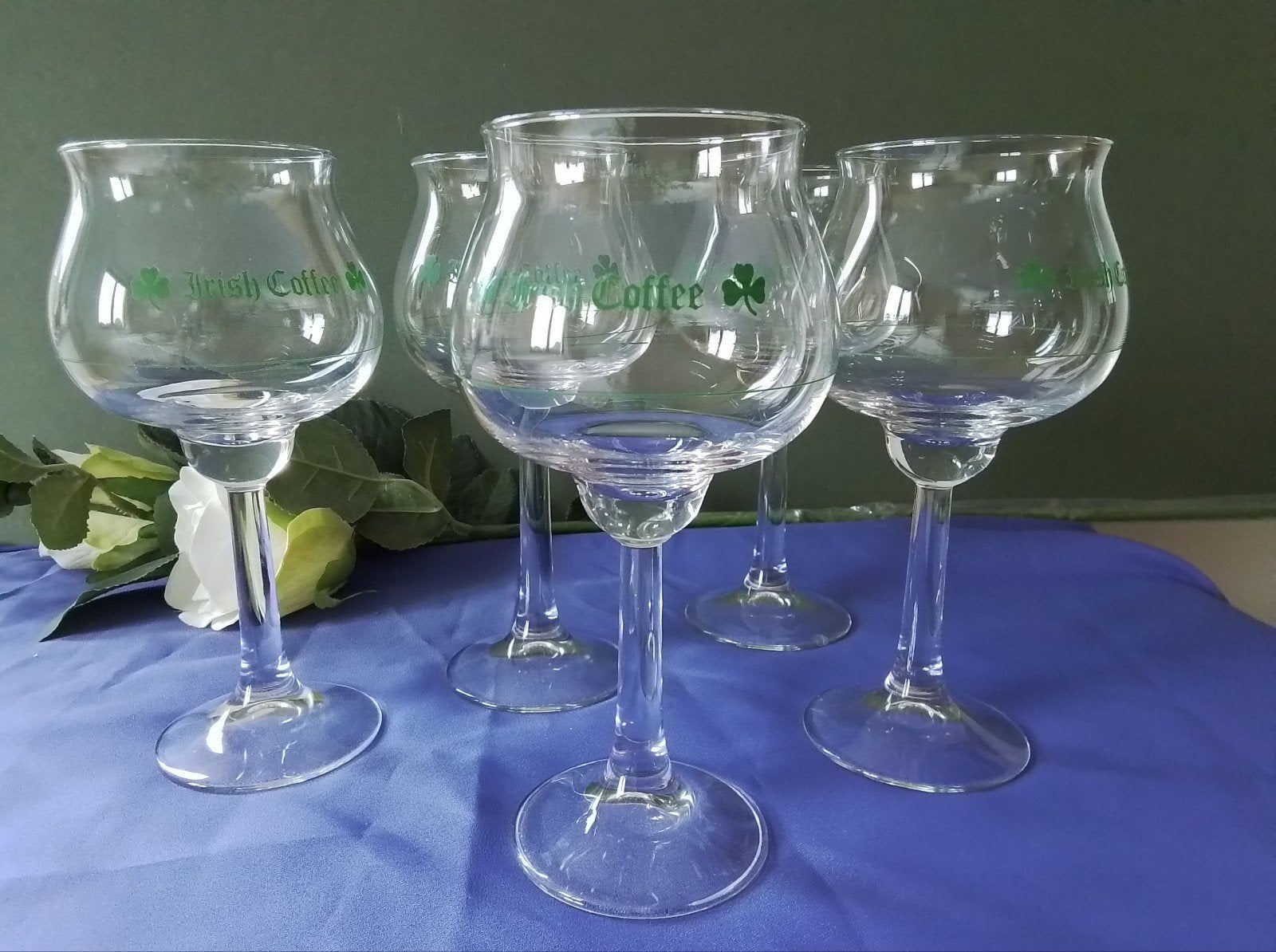 5 Vintage Irish Coffee glazen leuk bolletje, Ophalen of Verzenden