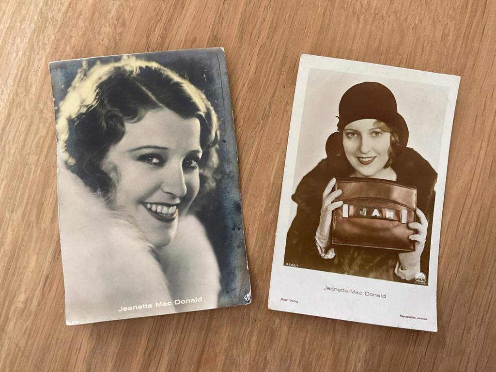 2 Ansichtkaarten Jeanette Mac Donald - Jaren '20/'30, Ophalen of Verzenden, 1920 tot 1940, Gelopen