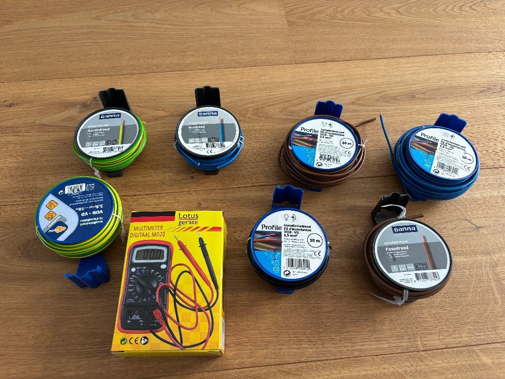 Installatiedraad (diversen) + multimeter digitaal MD20, Ophalen of Verzenden, Zo goed als nieuw, Elektriciteit