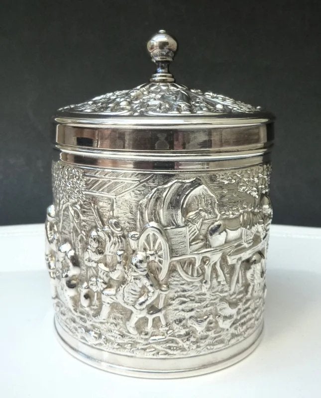 Verzilverde theebus H Hooijkaas, Antiek en Kunst, Ophalen, Zilver