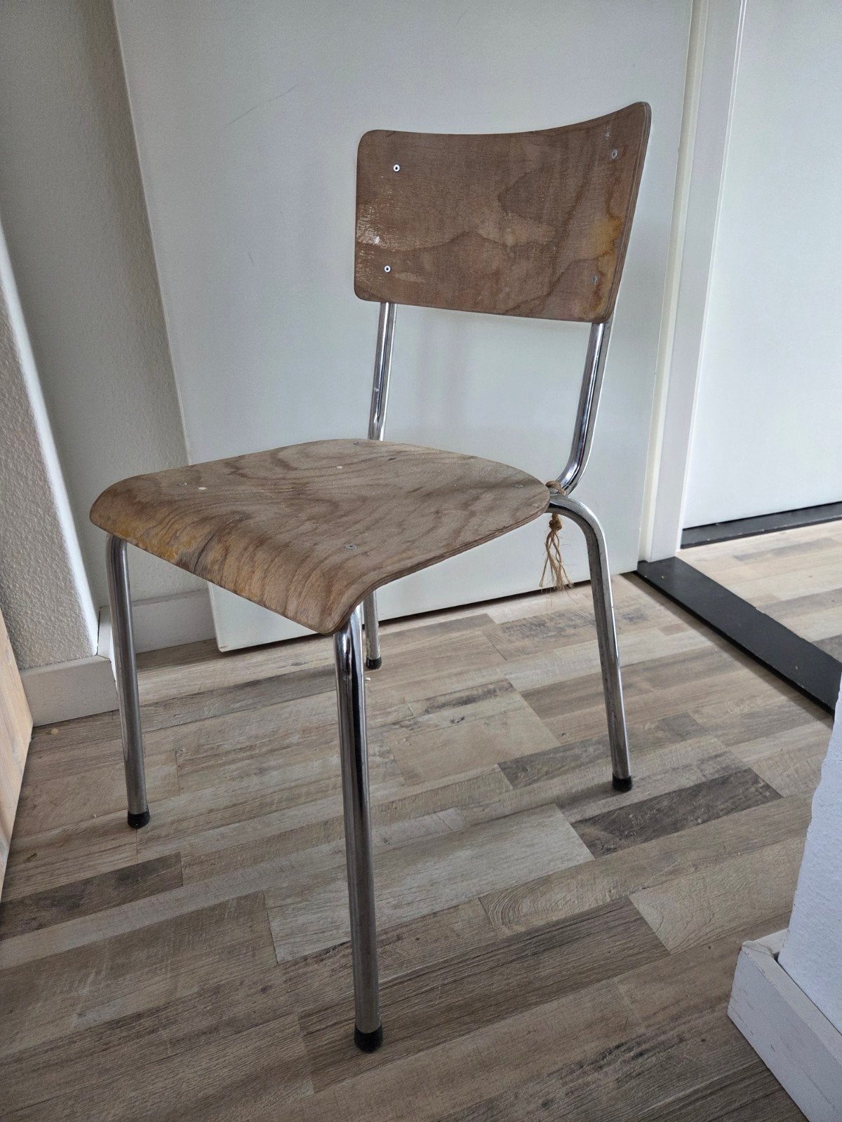 Vintage schoolstoel - Hout en metaal, Ophalen, Gebruikt, Overige kleuren, Vintage, School