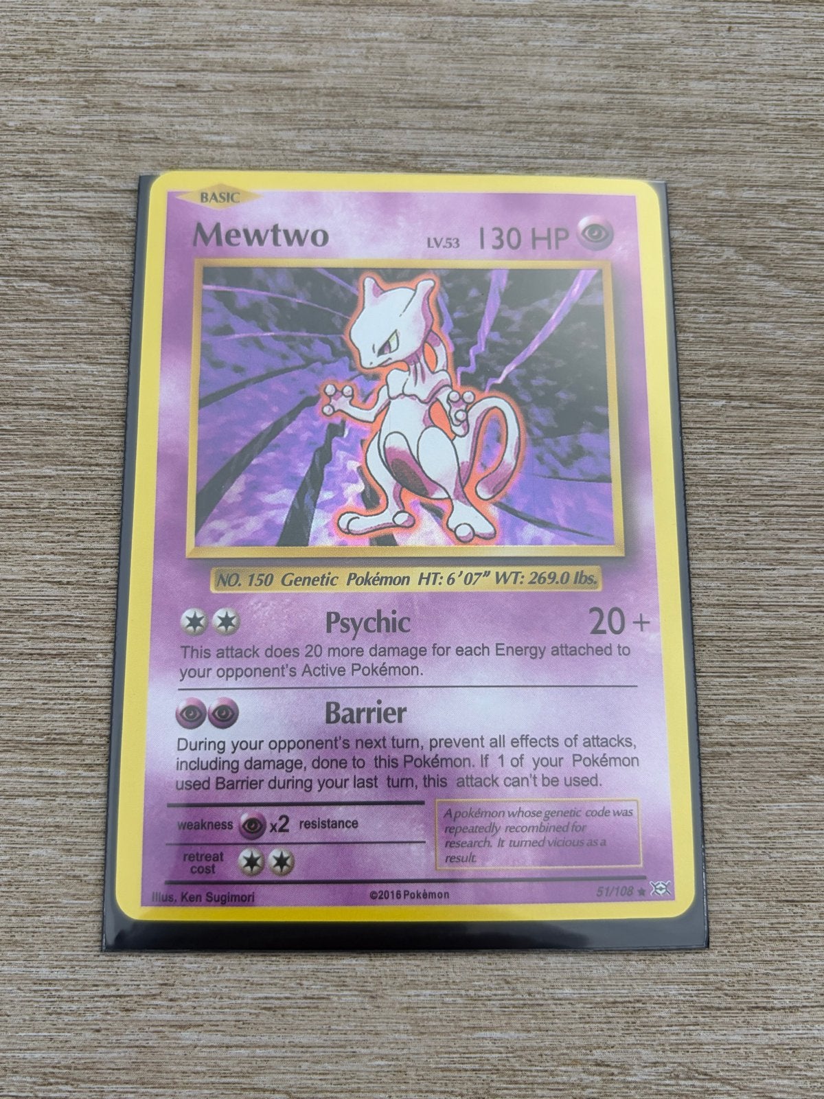 Mewtwo Pokémon kaart 51/108 (2016) - Basic Psychic, Verzenden, Gebruikt, Losse kaart