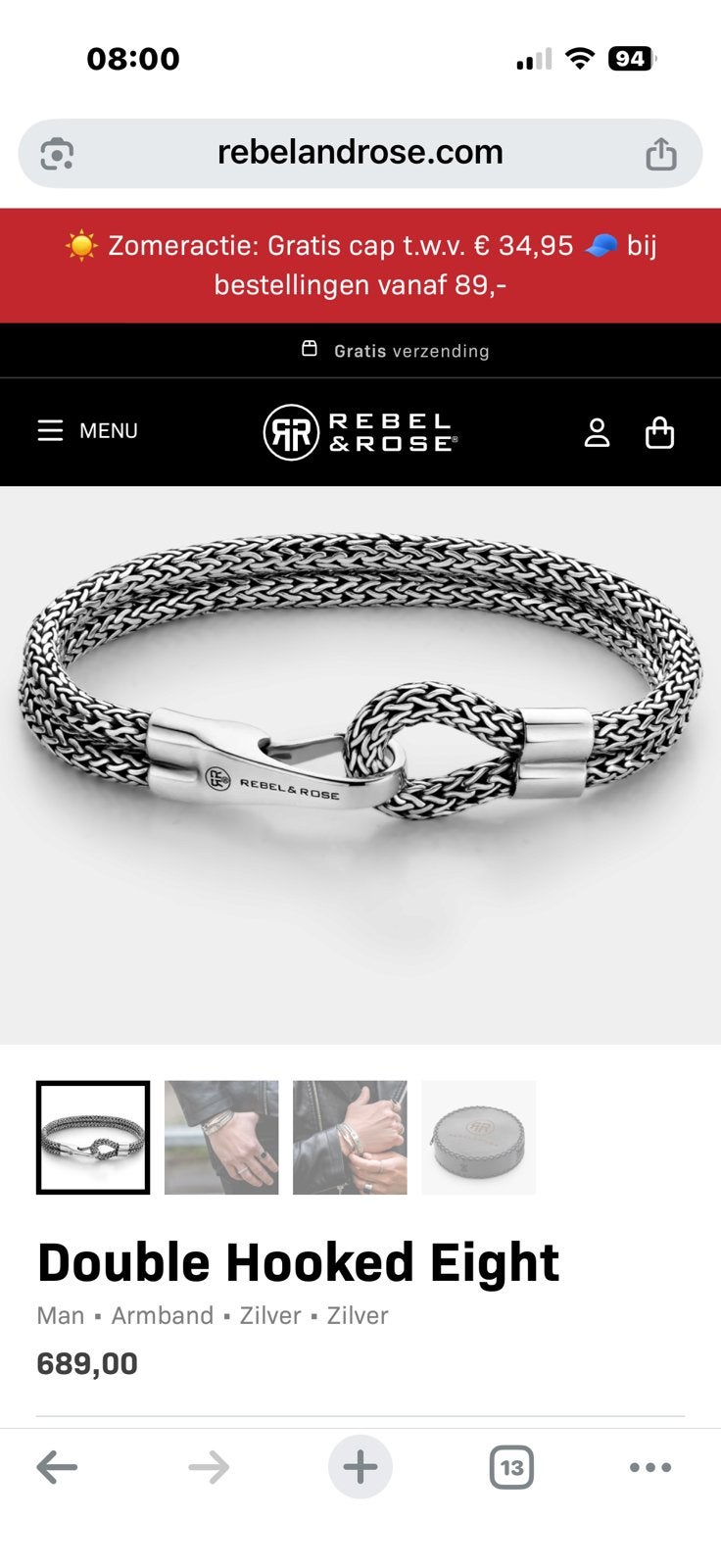 Let Op !!, Sieraden, Tassen en Uiterlijk, Armbanden, Ophalen of Verzenden, Zo goed als nieuw, Zilver, Zilver