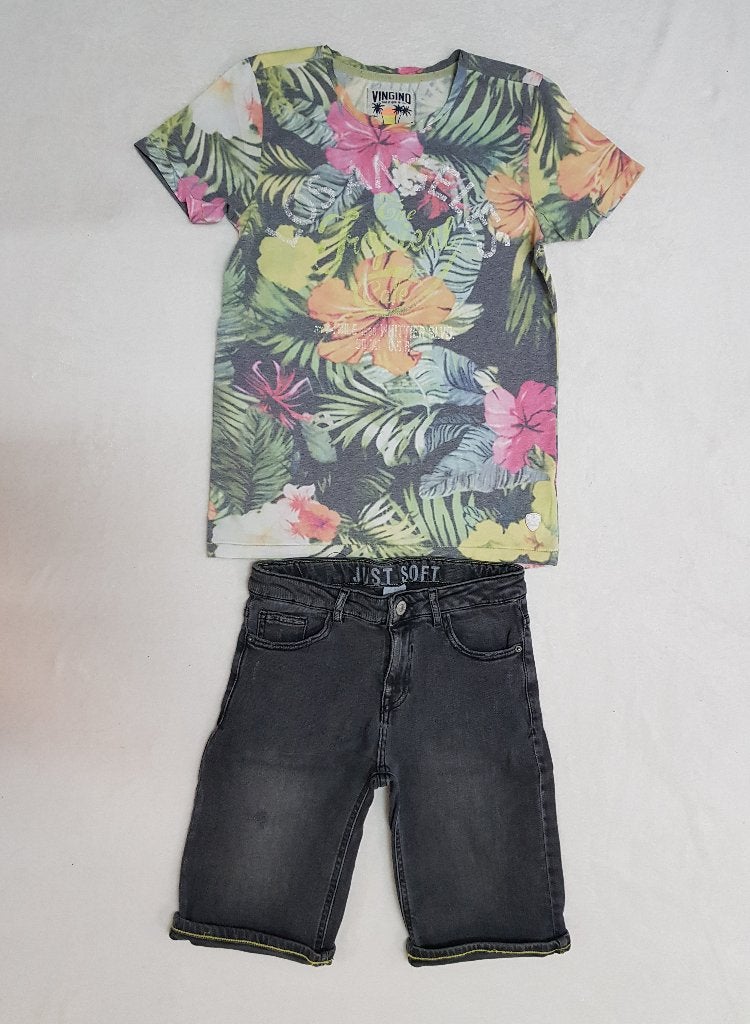 ZARA regular fit stretch jeans short zwart maat 152., Kinderen en Baby's, Kinderkleding | Maat 152, Broek, Verzenden, Zo goed als nieuw