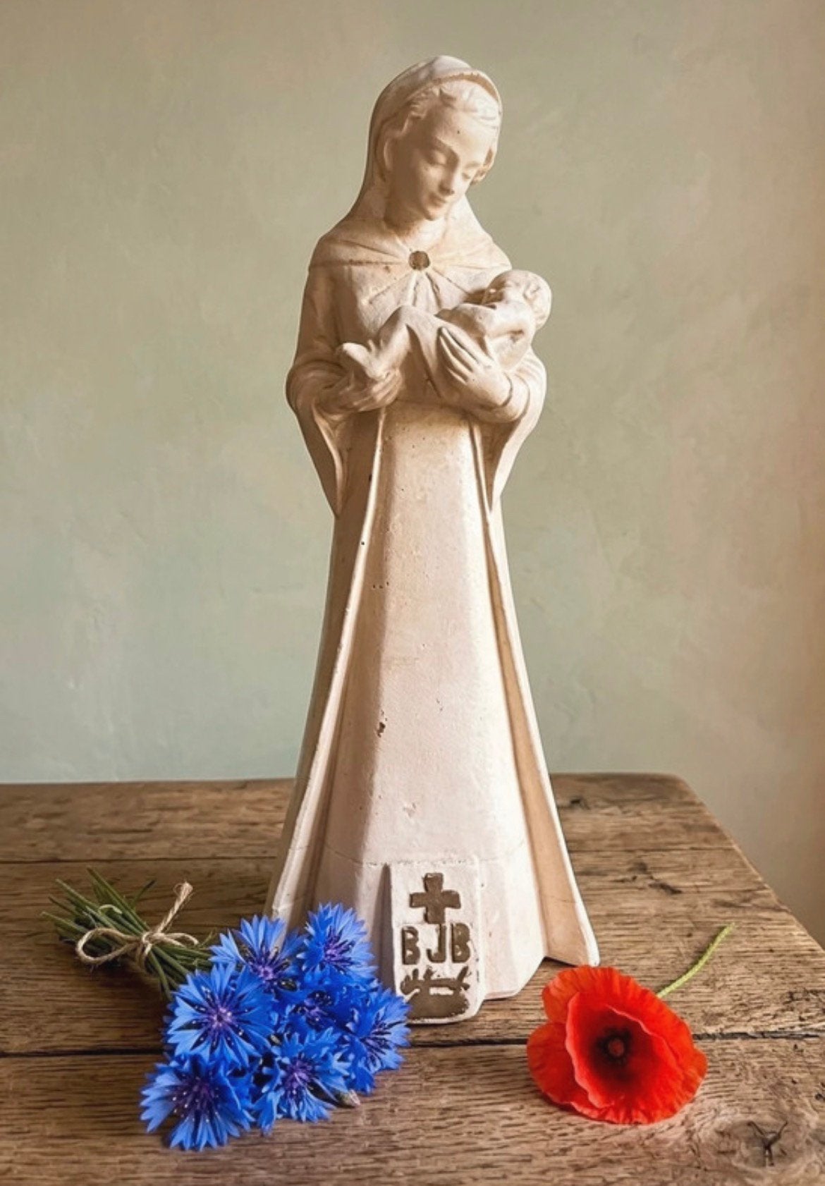 Vintage Maria met kindje Jezus – BJB – 1950-1960 -  32 cm, Antiek en Kunst, Antiek | Religie, Verzenden