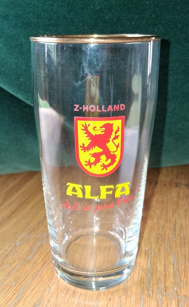 Alfa bier Provincieglas Zuid-Holland serie 1953, Verzamelen, Biermerken, Ophalen of Verzenden, Zo goed als nieuw, Glas of Glazen