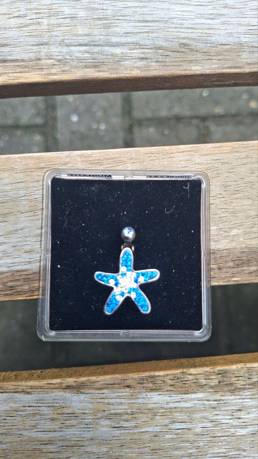 Navelpiercing met Swarovski, titanium en zilver, Ophalen, Navelpiercing, Zo goed als nieuw, Zilver