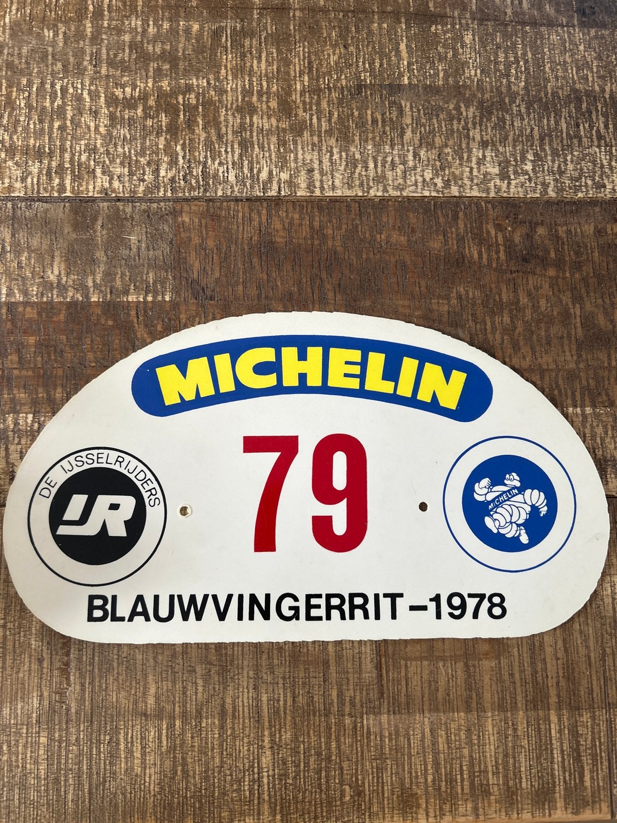 Vintage Michelin Blauwvingerrit 1978 Rally Plaat, Ophalen of Verzenden, Gebruikt, Auto's