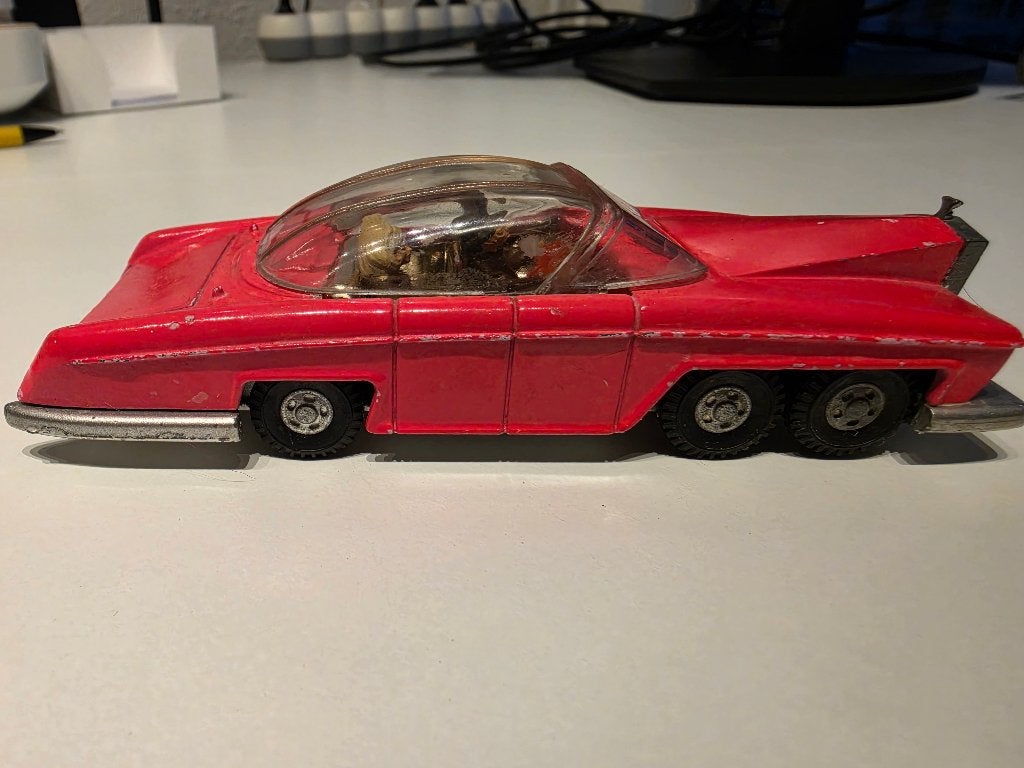 Lady Penelope,s fab 1 thunderbirds dinky toys 1/43, Ophalen of Verzenden, Gebruikt, Auto, Dinky Toys