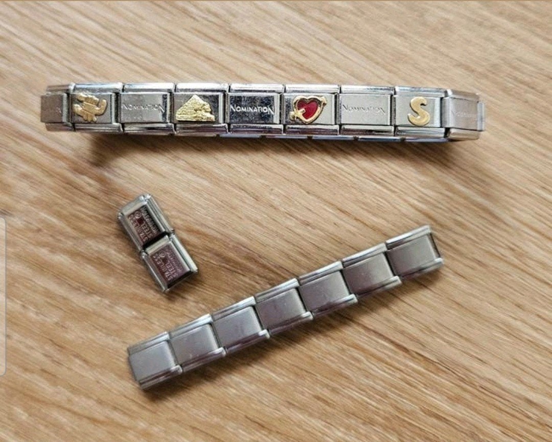 Vintage Nomination Armband RVS met Extra Schakels, Gebruikt, Staal, Ophalen of Verzenden, Met bedels of kralen