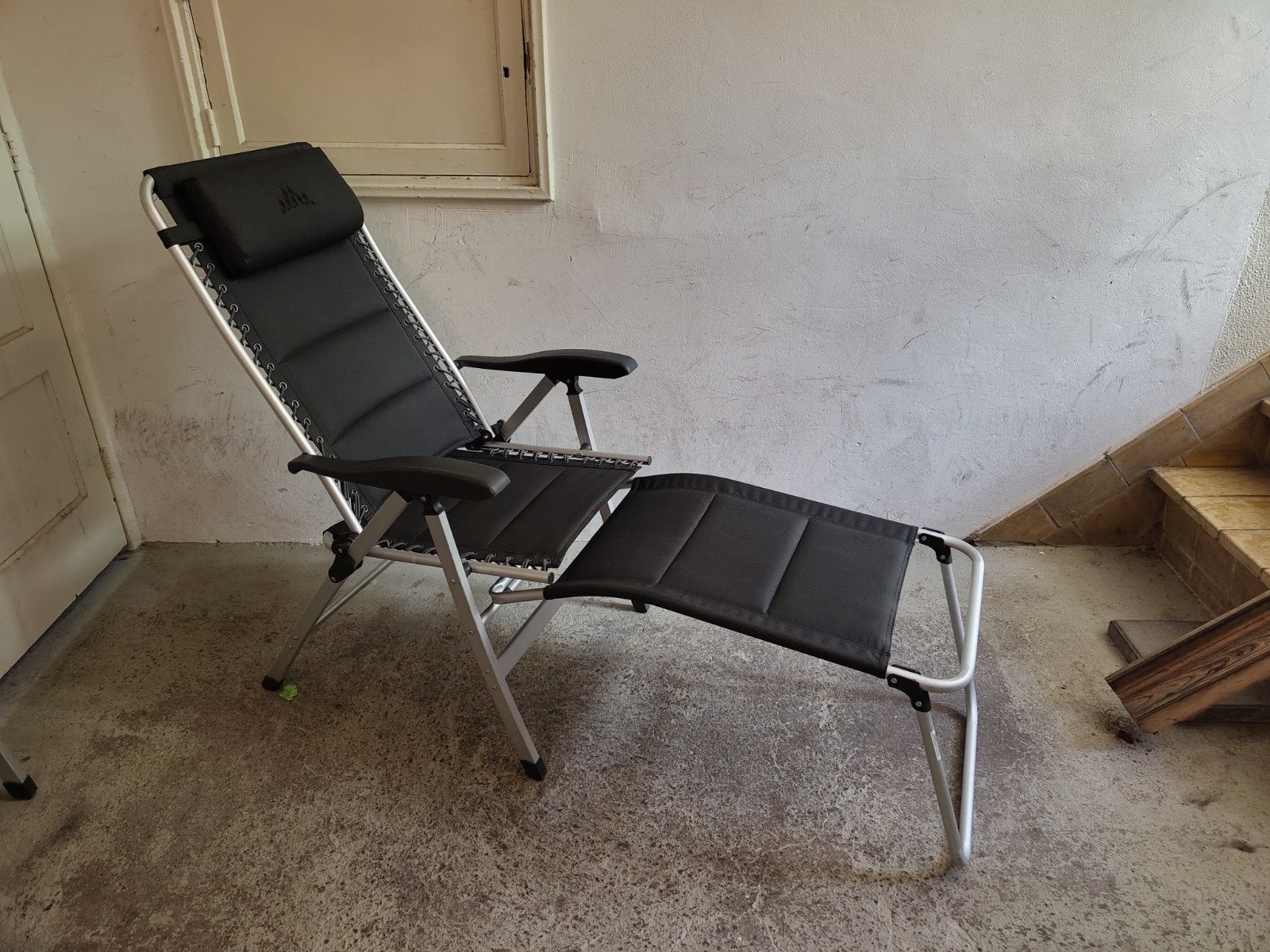 Obelink standenstoel met voetenbank (twee beschikbaar), Ophalen, Zo goed als nieuw, Campingstoel