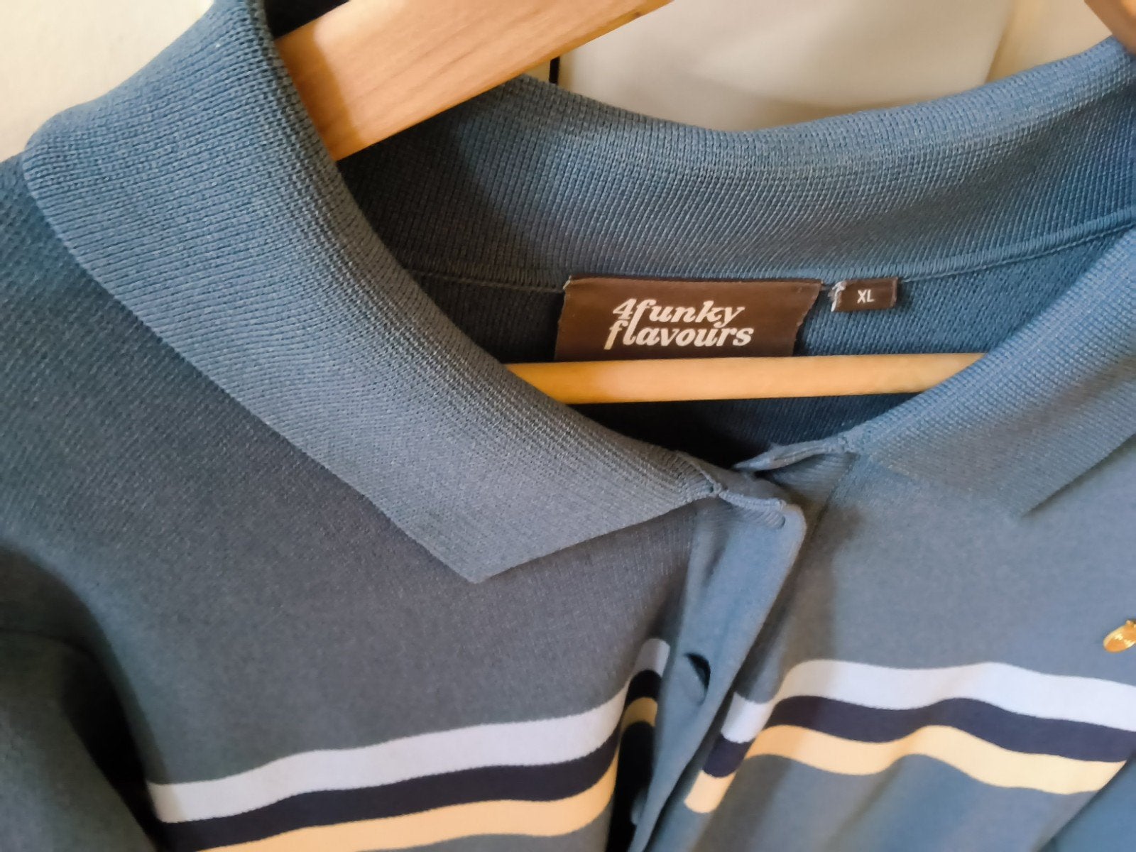 Funky Flavours Polo Shirt Lange Mouw - Maat XL, Blauw, Maat 42/44 (L), Ophalen of Verzenden, Zo goed als nieuw