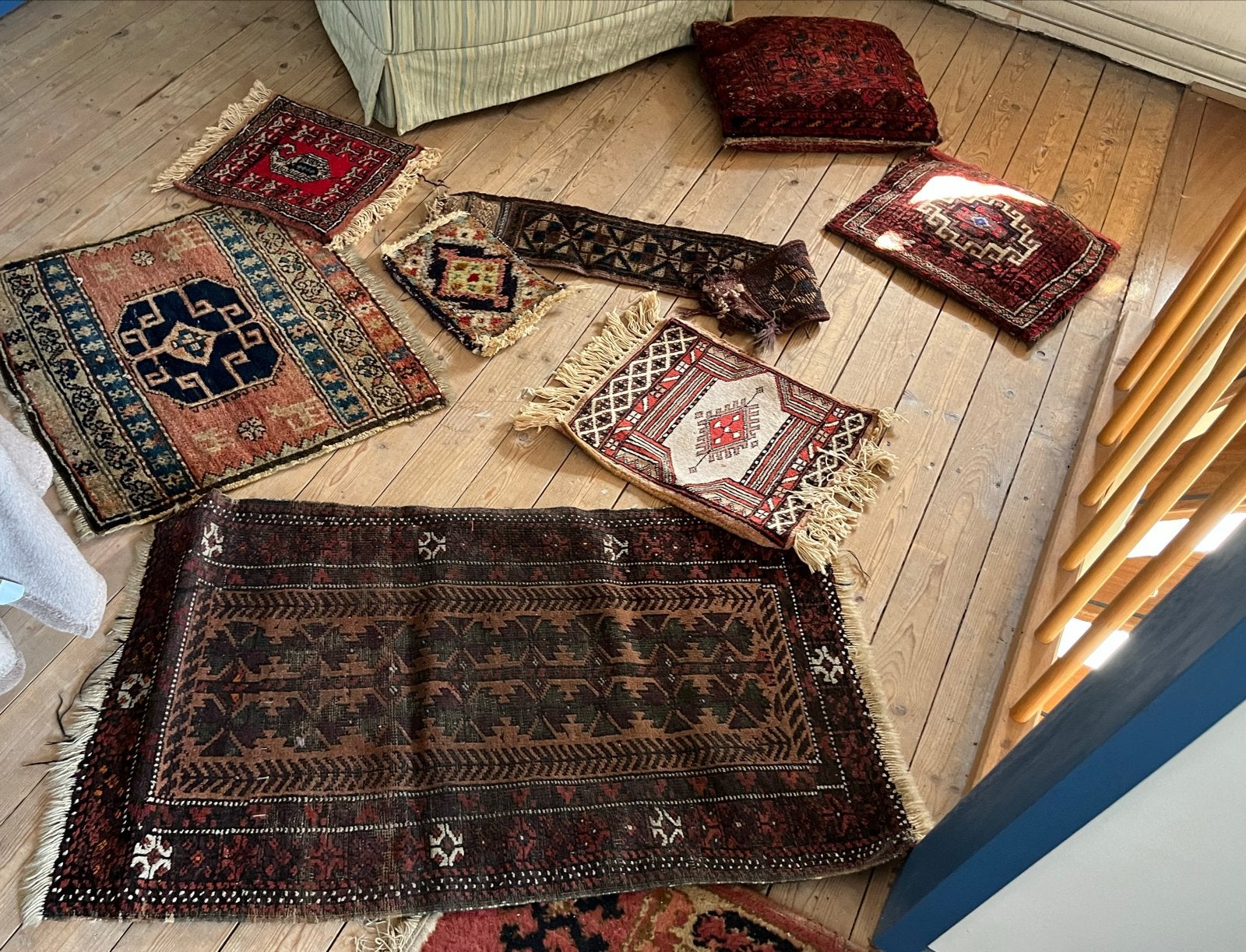 Set van 7 Vintage Oosterse Vloerkleden/Tapijten, Ophalen, Gebruikt, 100 tot 150 cm, 50 tot 100 cm