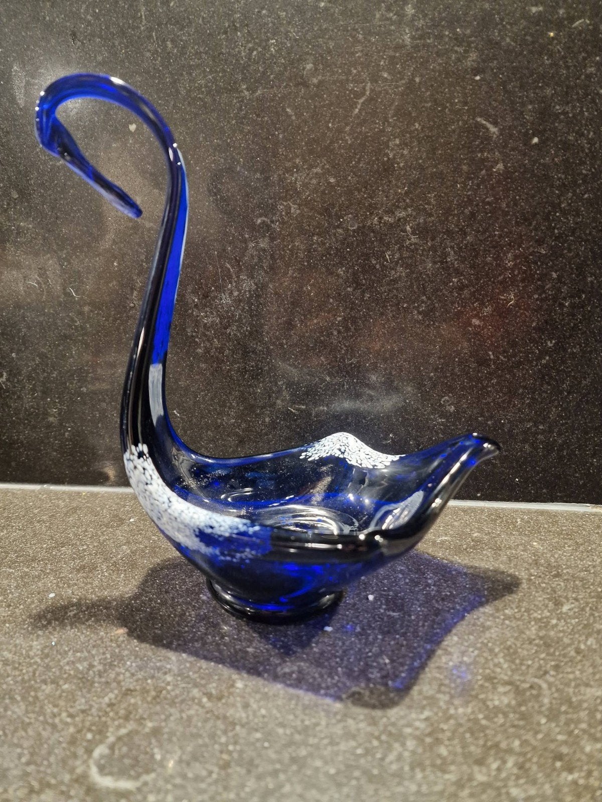 Murano glazen zwaan - Blauw met witte accenten, Ophalen of Verzenden