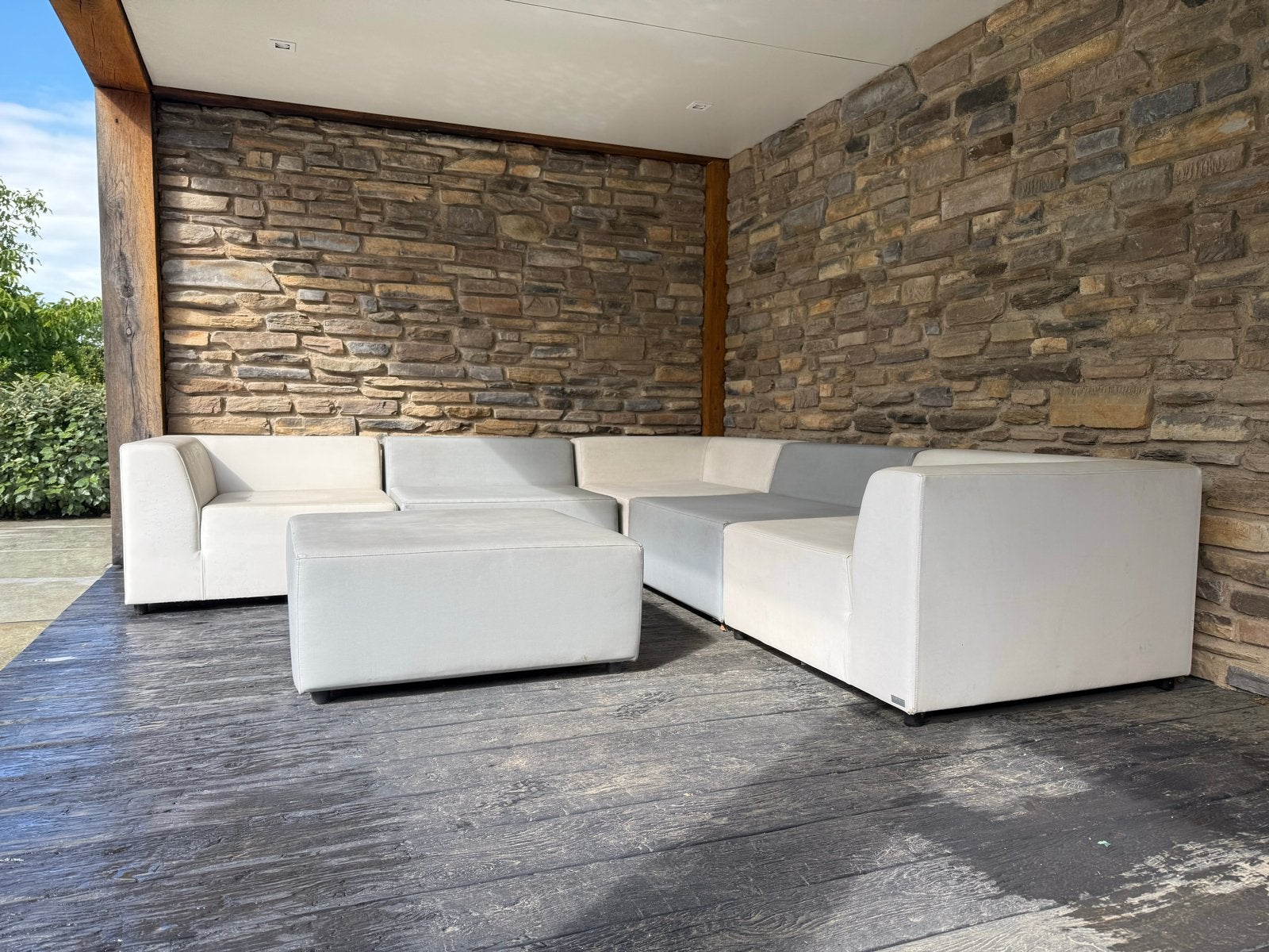 Loungeset Zithoek met Tafel en Kussens - Hele Jaar Buiten, Tuin en Terras, Tuinsets en Loungesets, Ophalen, Gebruikt, Loungeset