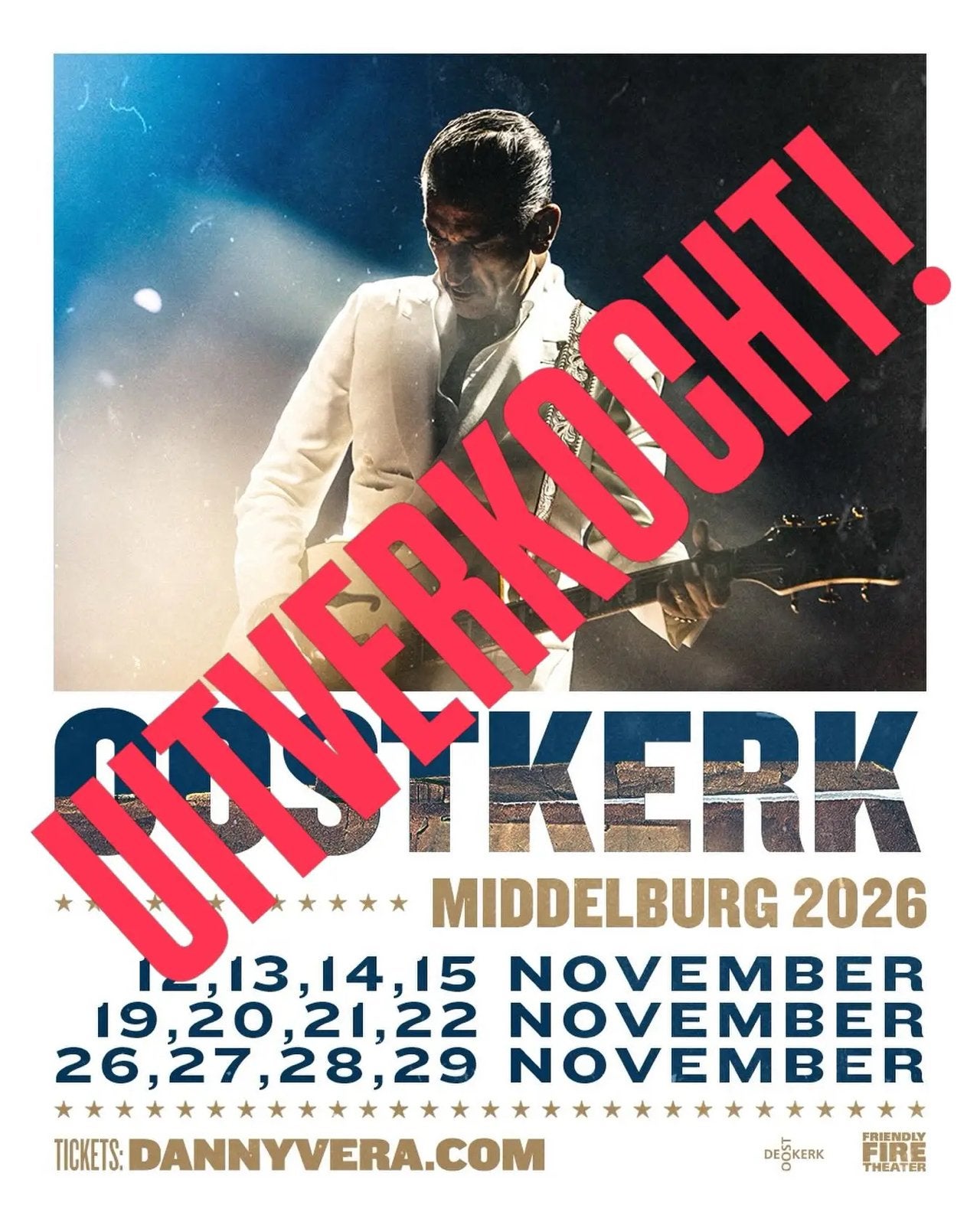 2 kaarten Danny Vera in Oostkerk Middelburg, Twee personen, November