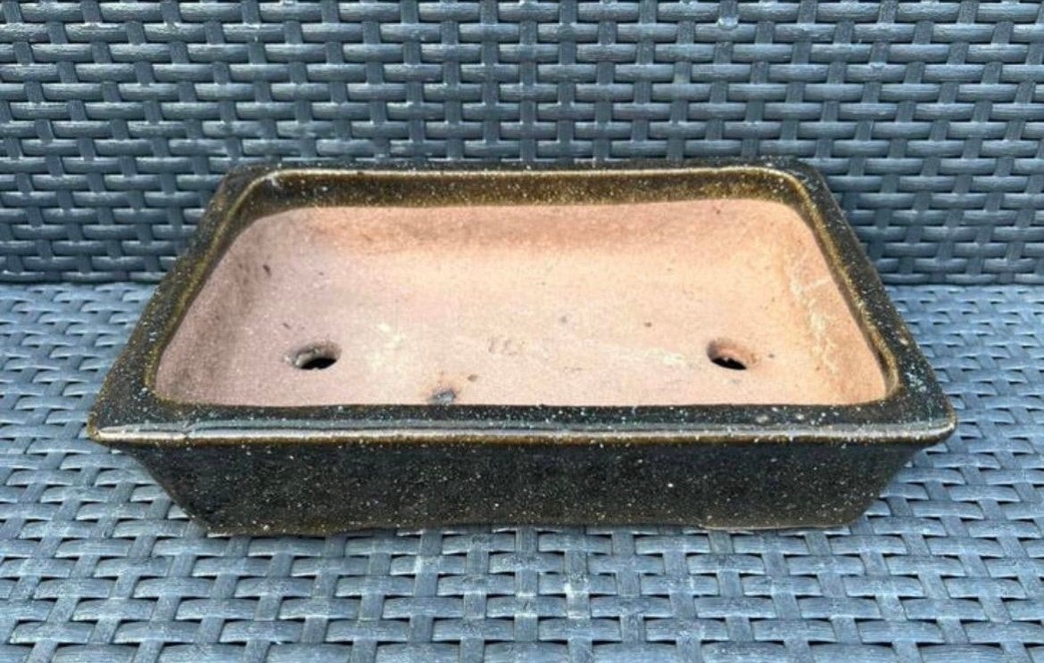 Bonsai schaal bruin tinten geglazuurd aardewerk 28,3x19x6,4, Tuin en Terras, Ophalen of Verzenden, Zo goed als nieuw, Aardewerk