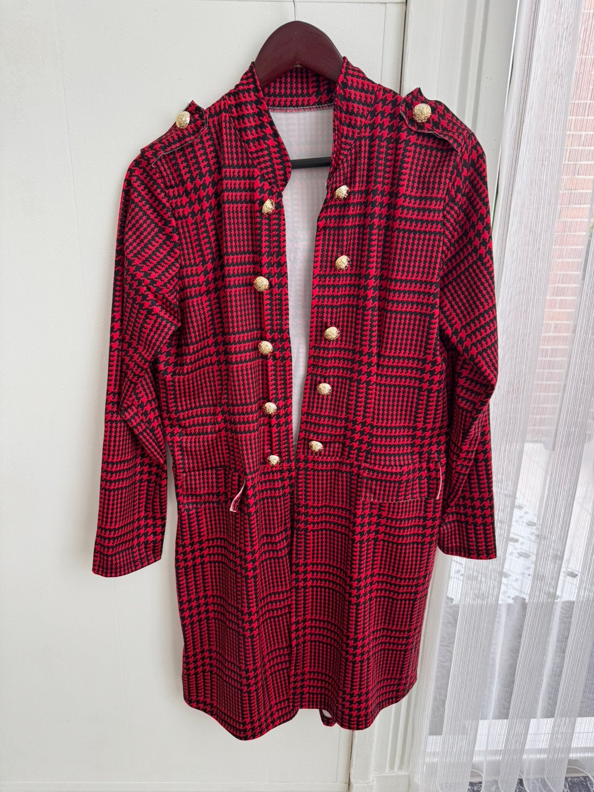 Lang dun vest blazer rood M, Kleding | Dames, Ophalen of Verzenden, Zo goed als nieuw, Maat 38/40 (M), Rood