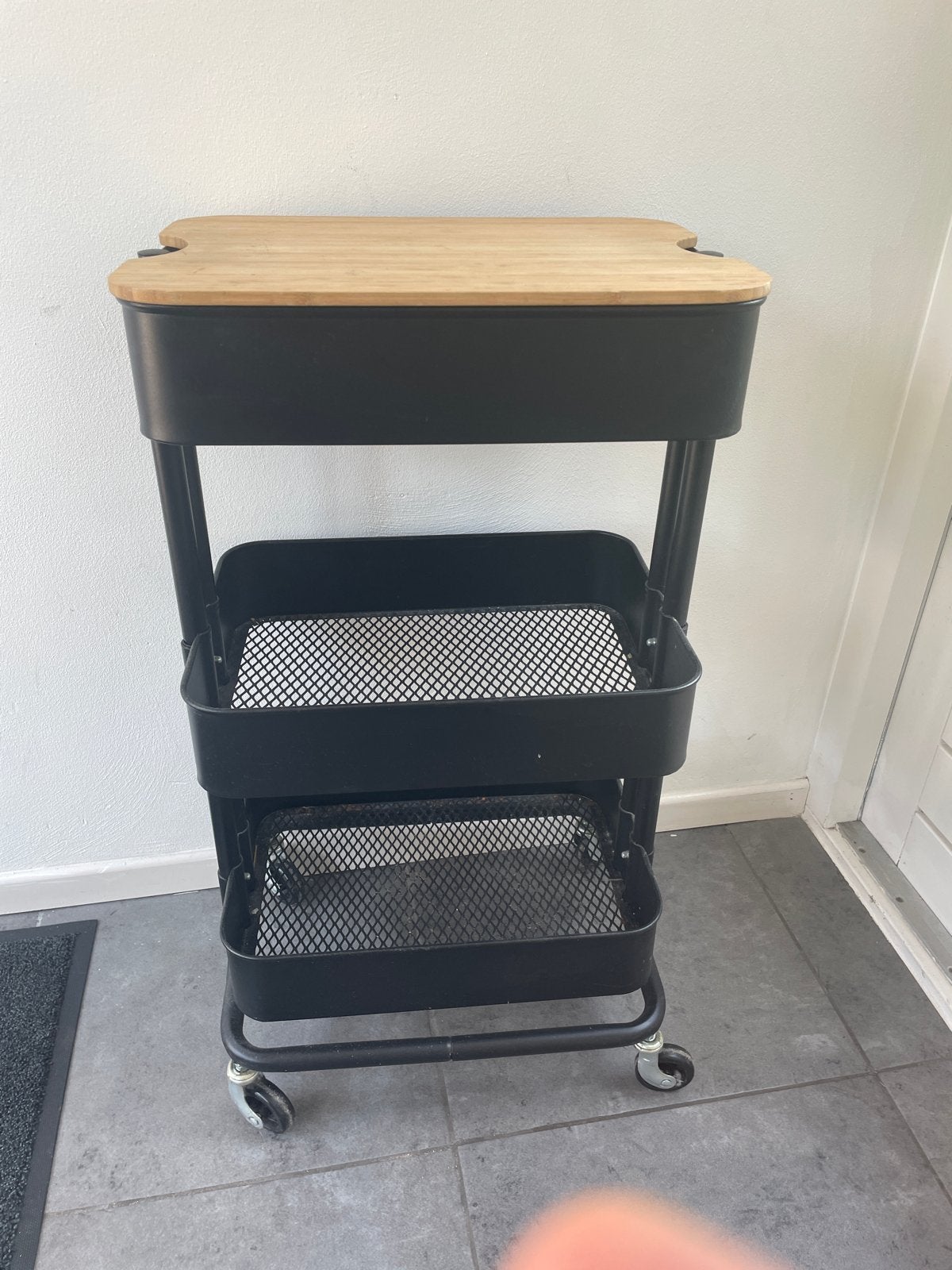 IKEA RÅSKOG roltafel met bamboe blad, Ophalen, Gebruikt
