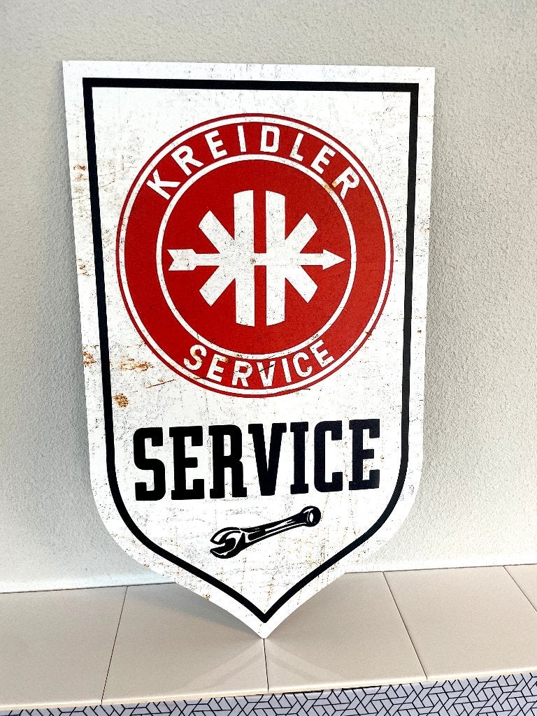 Reclamebord Kreidler service logo, aluminium, 32x54 cm, Ophalen of Verzenden, Nieuw, Reclamebord